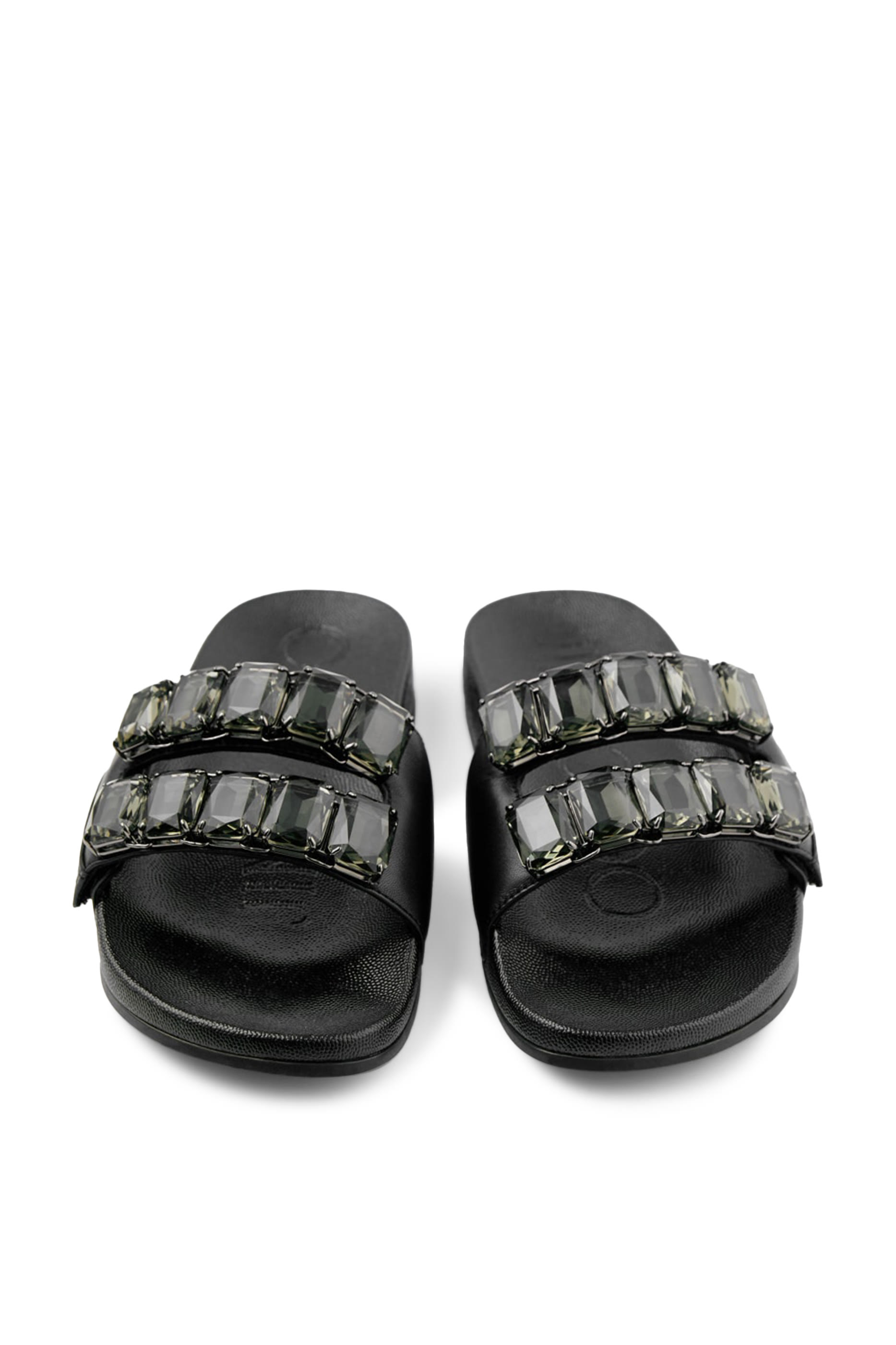 Nappa Leather Crystal Slides