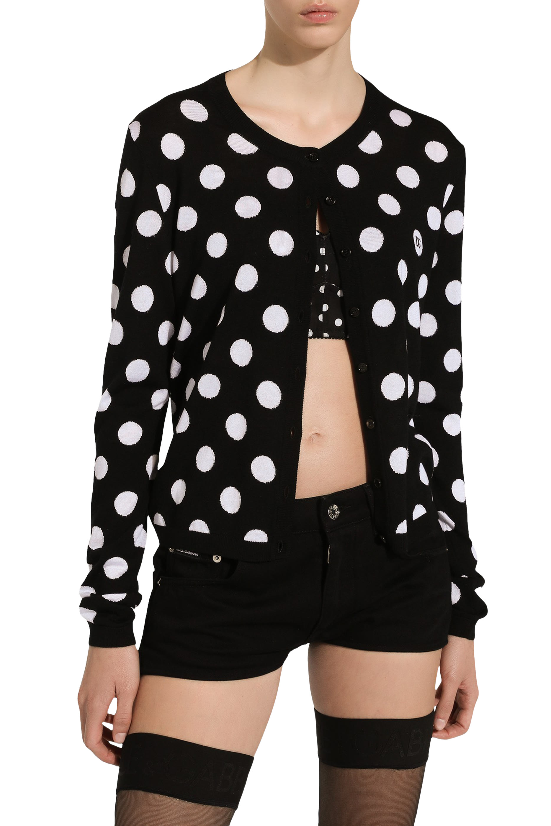 Polka-Dot Wool and Silk Cardigan
