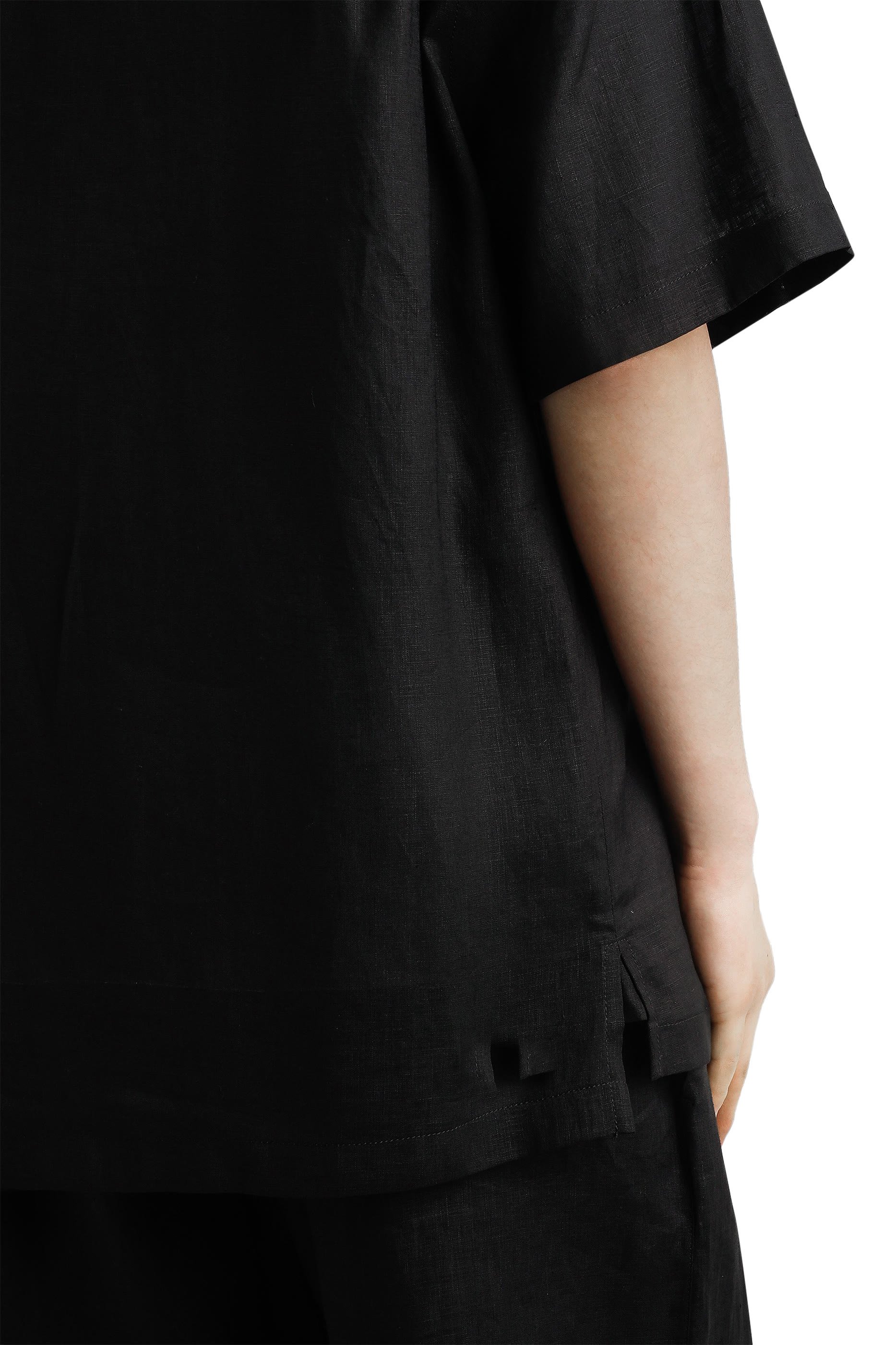 Logo Embroidered Linen Shirt