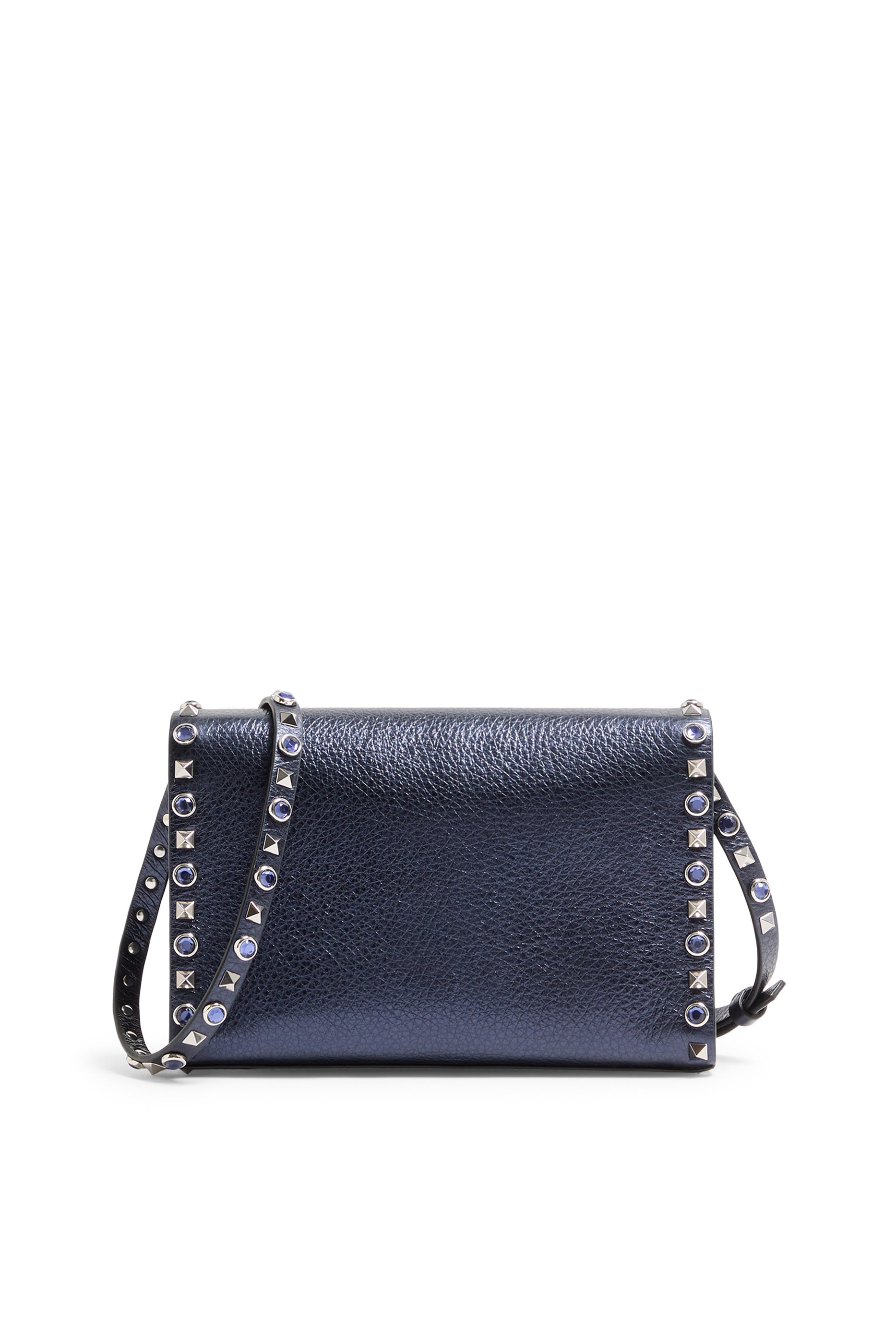  Rockstud Small Shoulder Bag in Laminated Calfskin with Cabochon Stones
