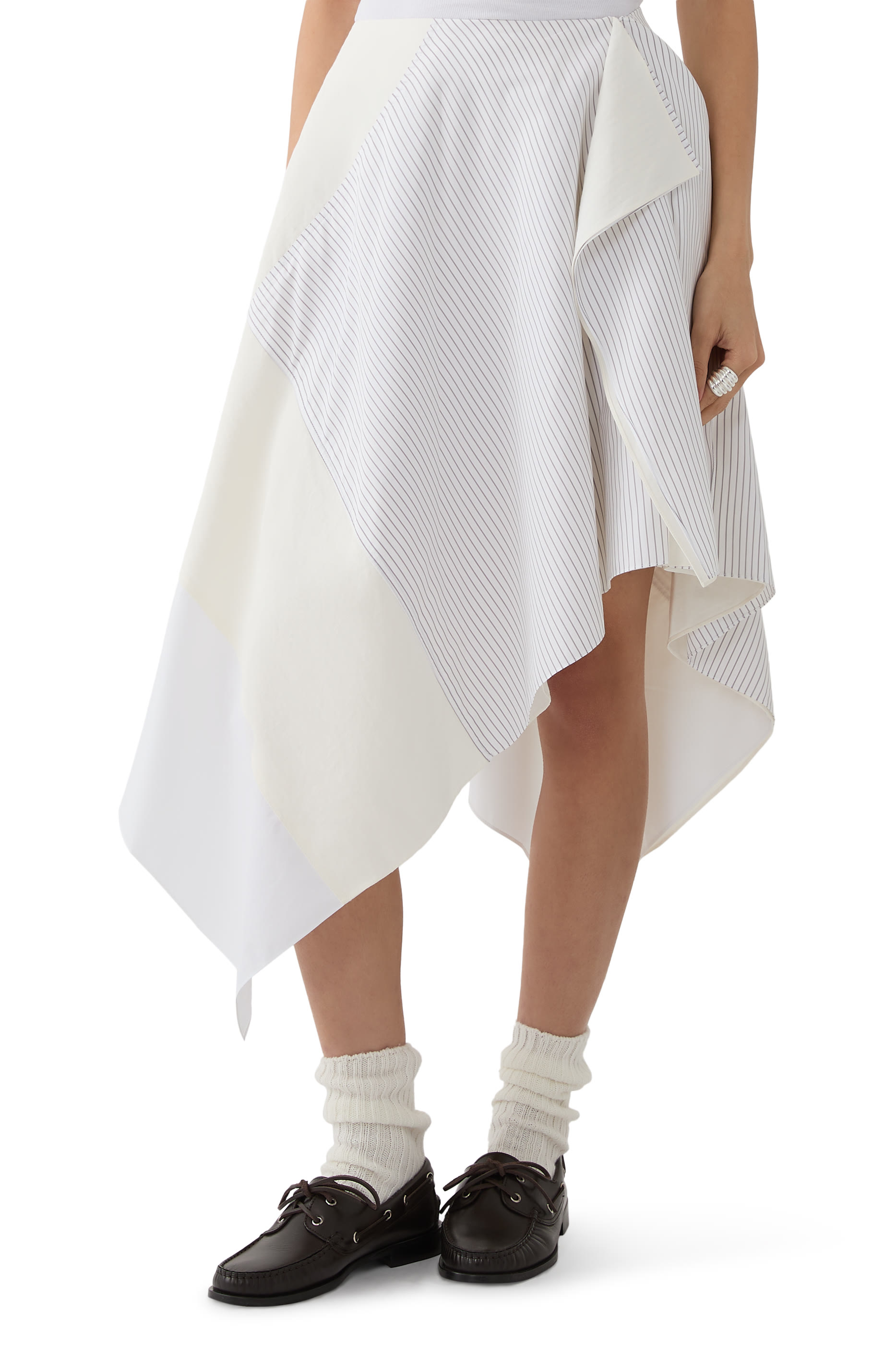 Asymmetric Patchwork Midi Skirt