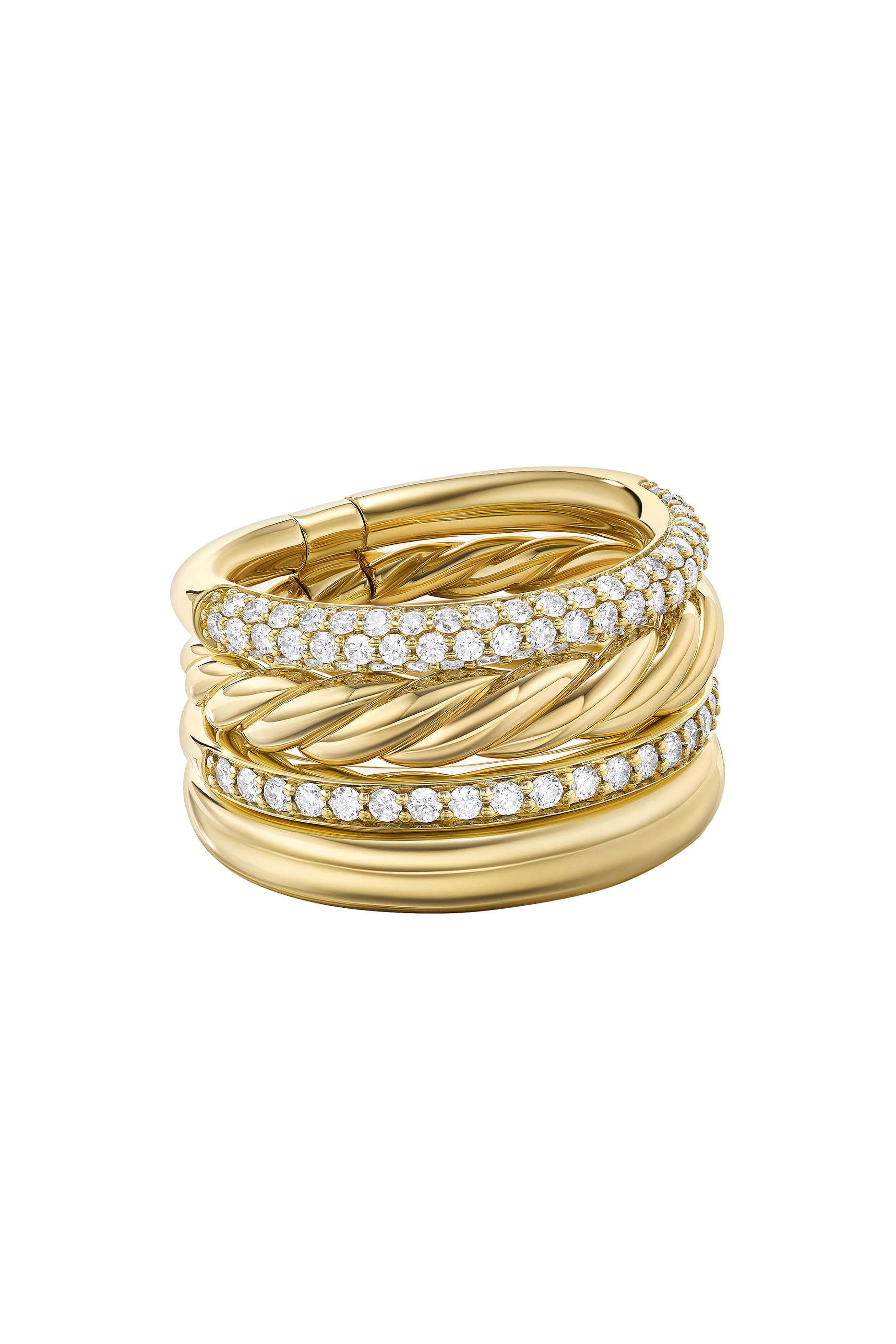 DY Mercer Multi Row Ring, 18k Yellow Gold & Diamonds