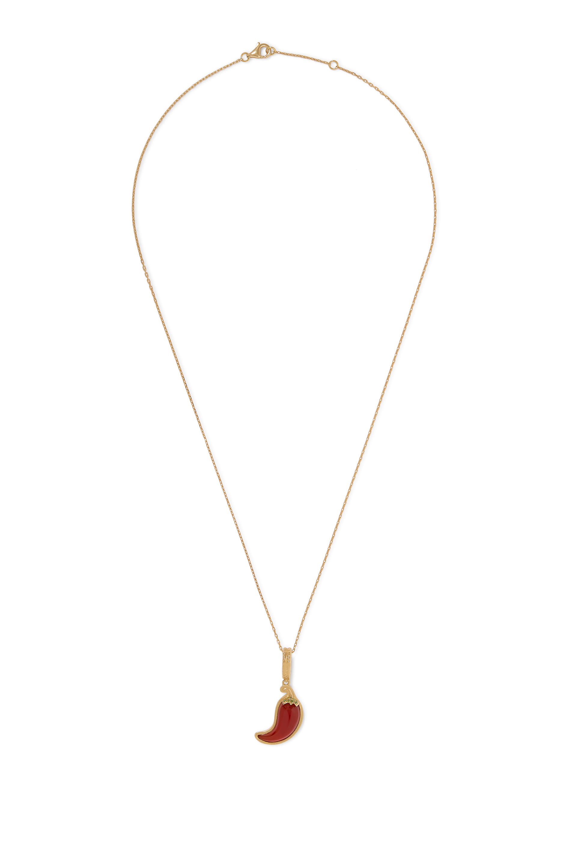 Pepper Brushed Charm, 18K Yellow Gold & Red Agate