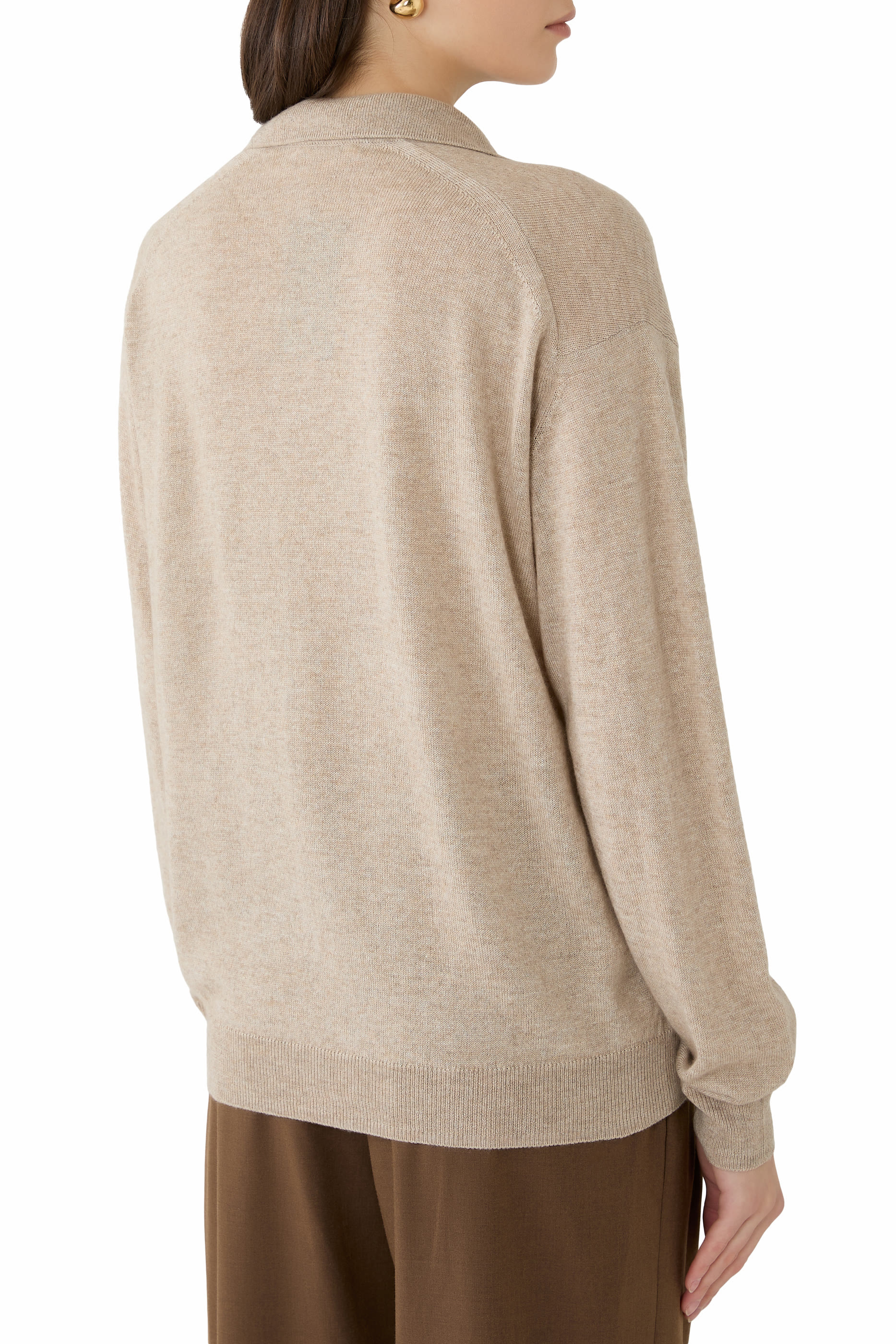 Super Fine Cashmere Silk Knit Skipper Polo