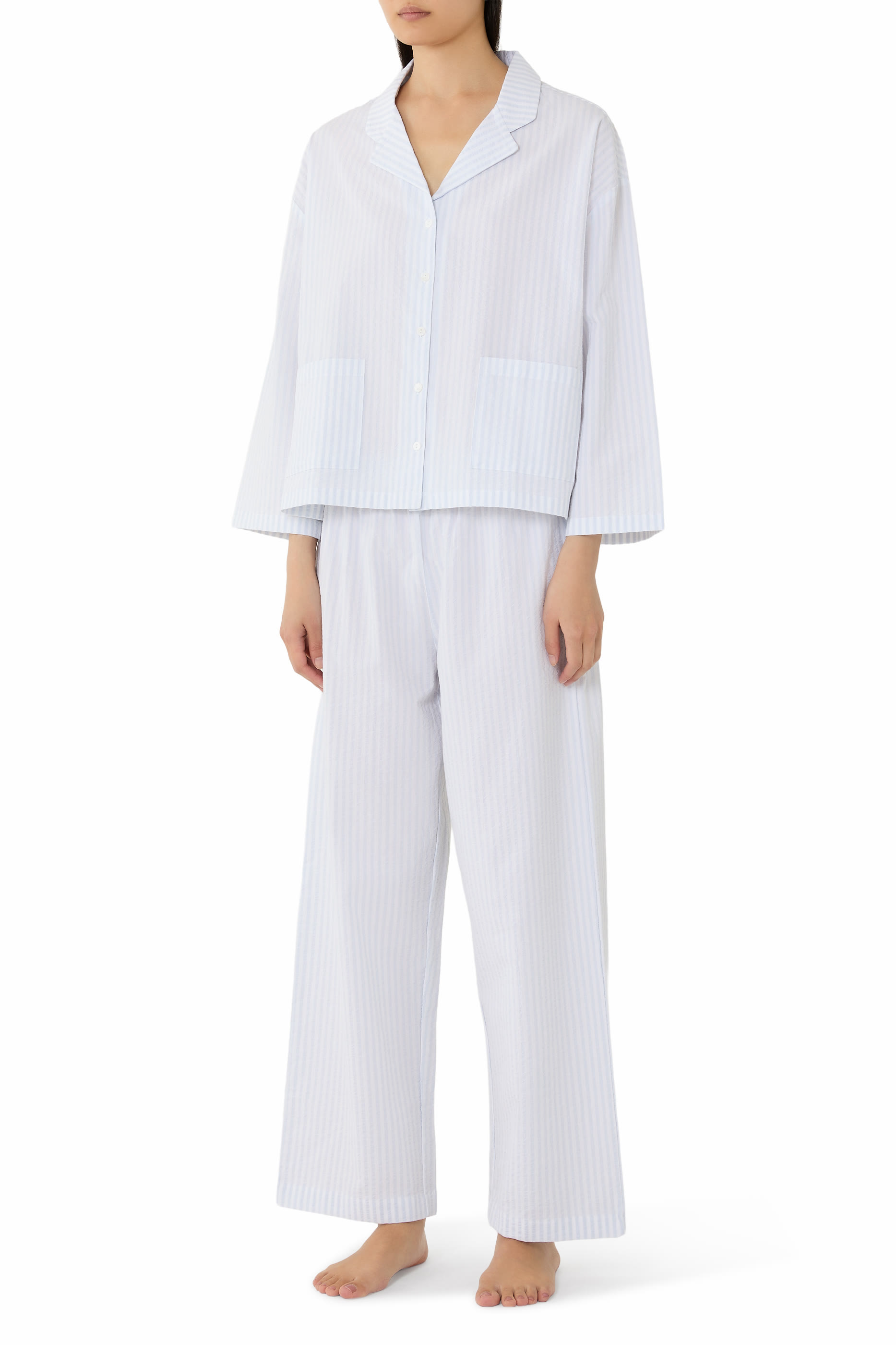 Cotton Seersucker Drop Shoulder Pyjama Set