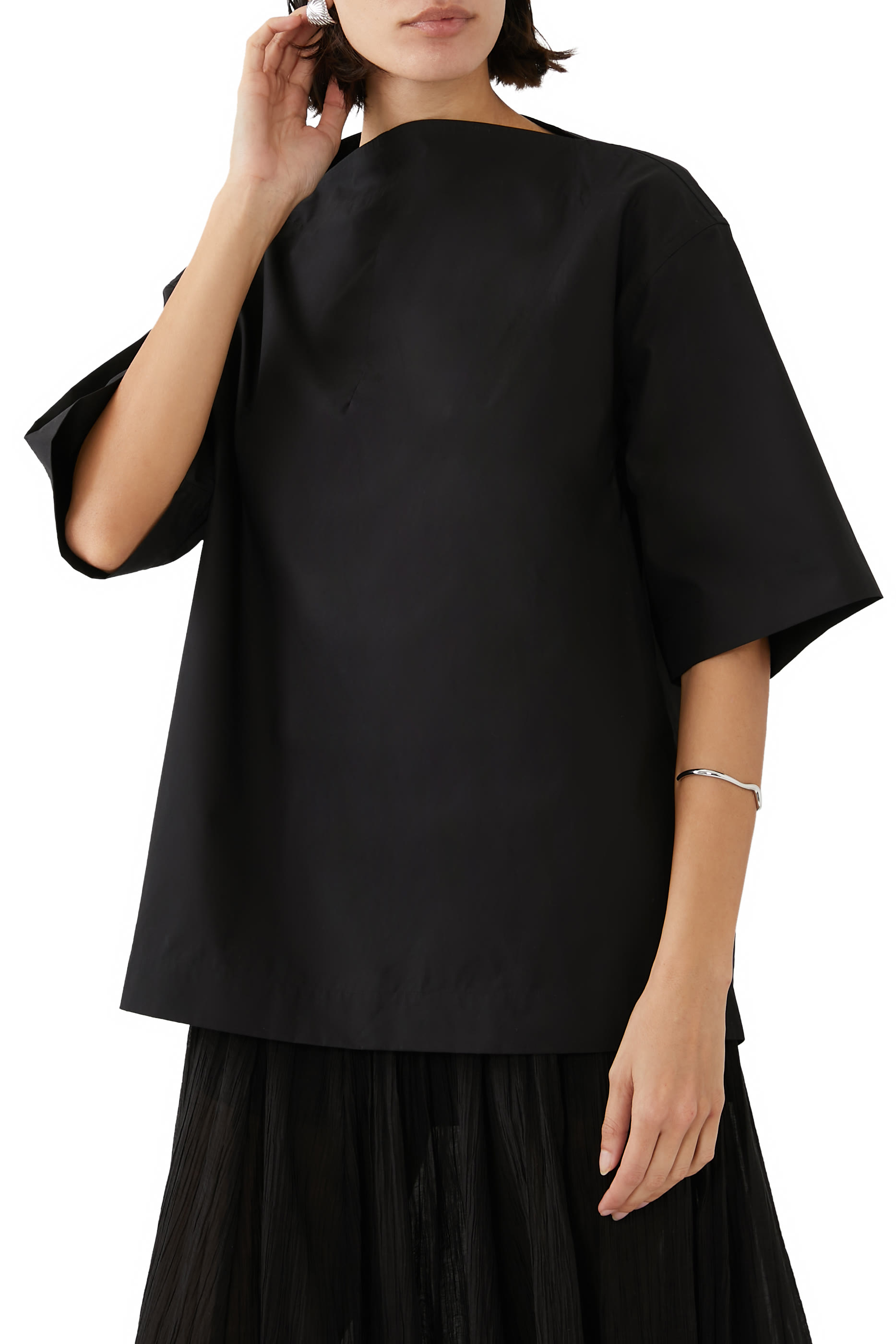 Dart-Neck Cotton Top