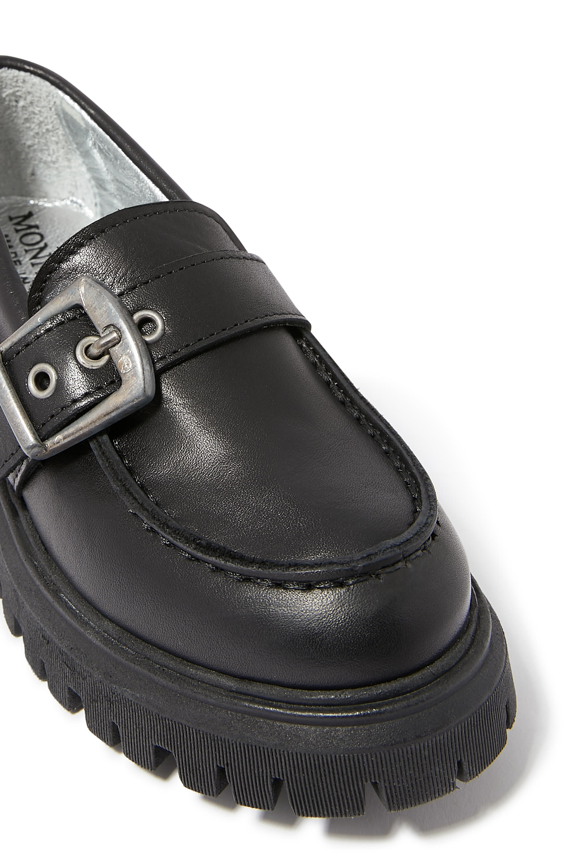 Kids Decorative Buckle Leather Loafers  