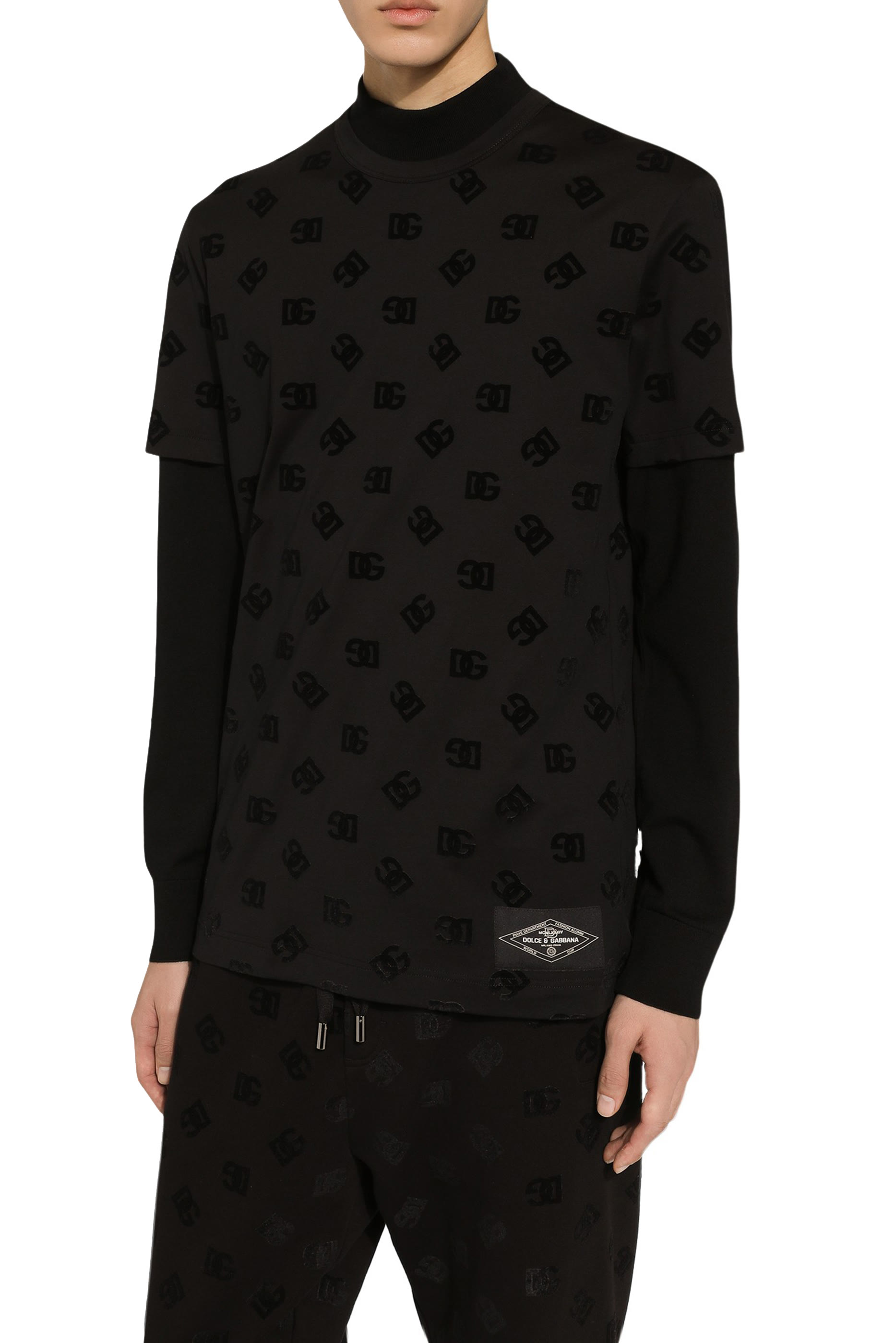 All-Over Flocked DG Print Cotton T-Shirt