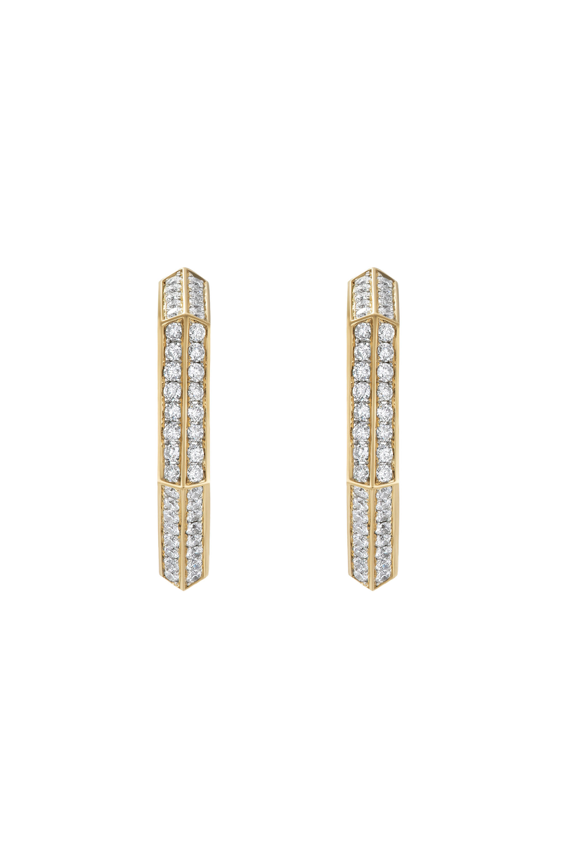 Carlyle Hoop Earrings, 18K Yellow Gold & Diamonds