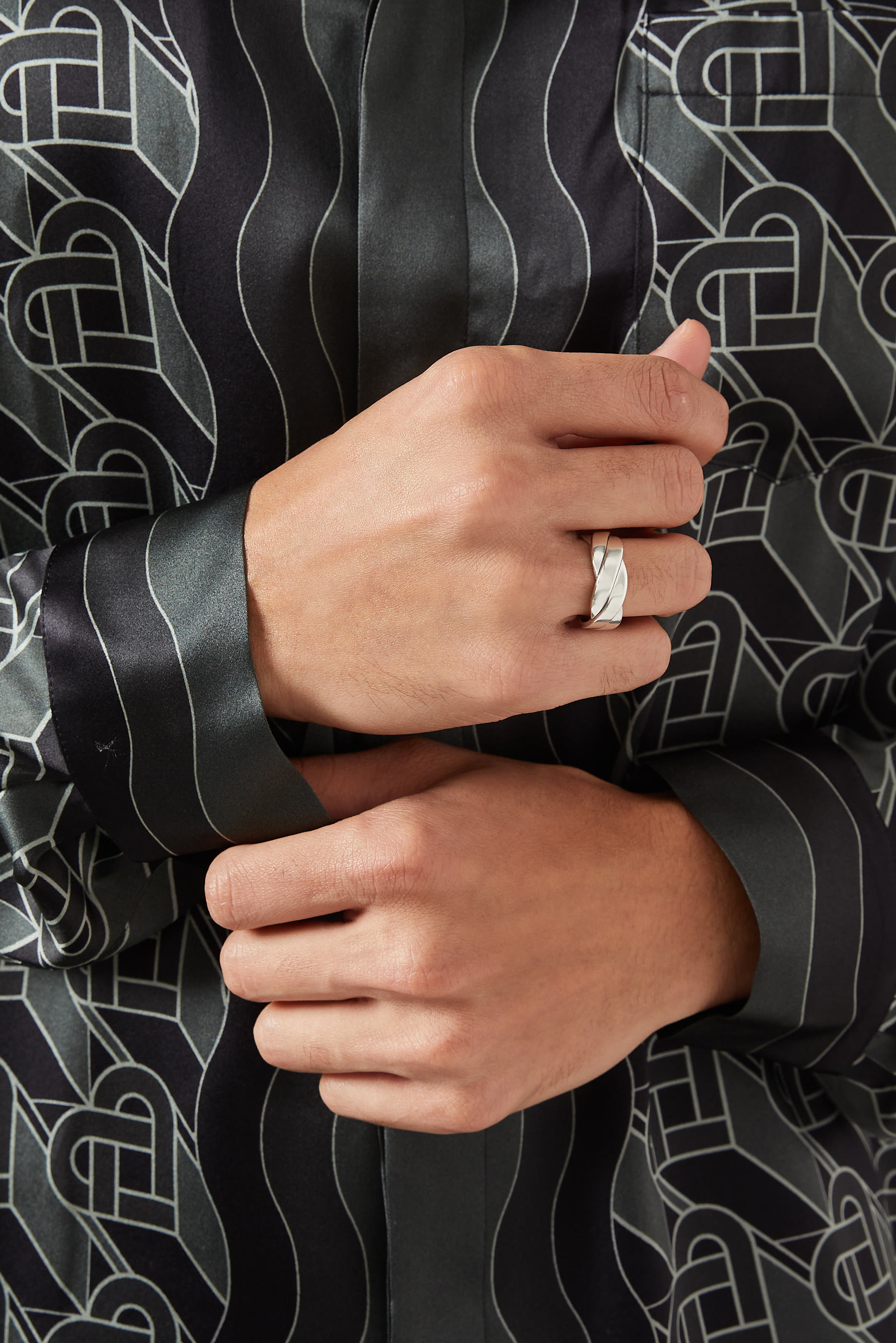 Streamline® Two Row Band Ring, Sterling Silver & Diamonds