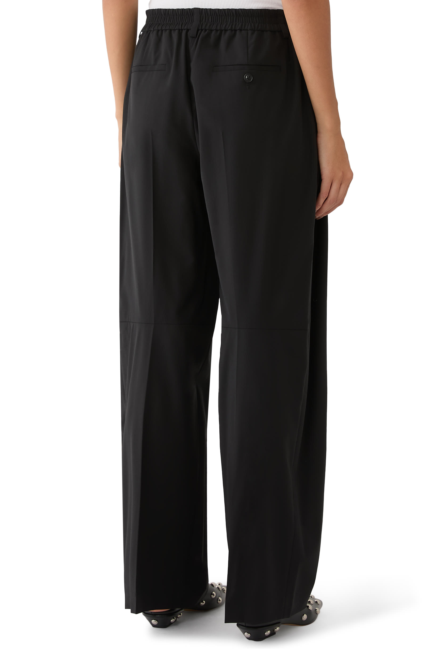 Tropical Wool Mid-Rise Balloon Pants