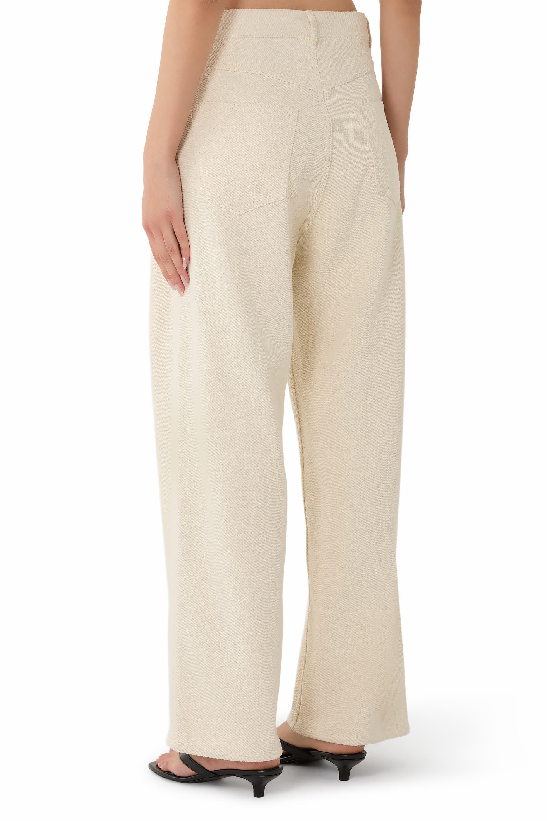 Silk Denim Wide-Leg Pants