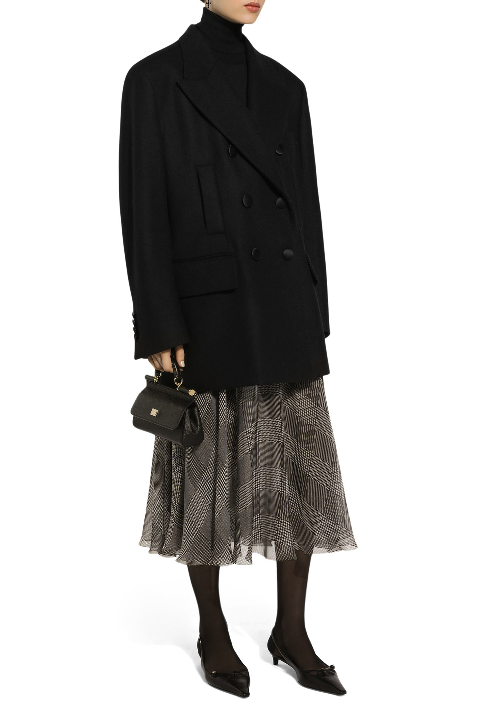 Glen Plaid Silk Chiffon Circle Skirt