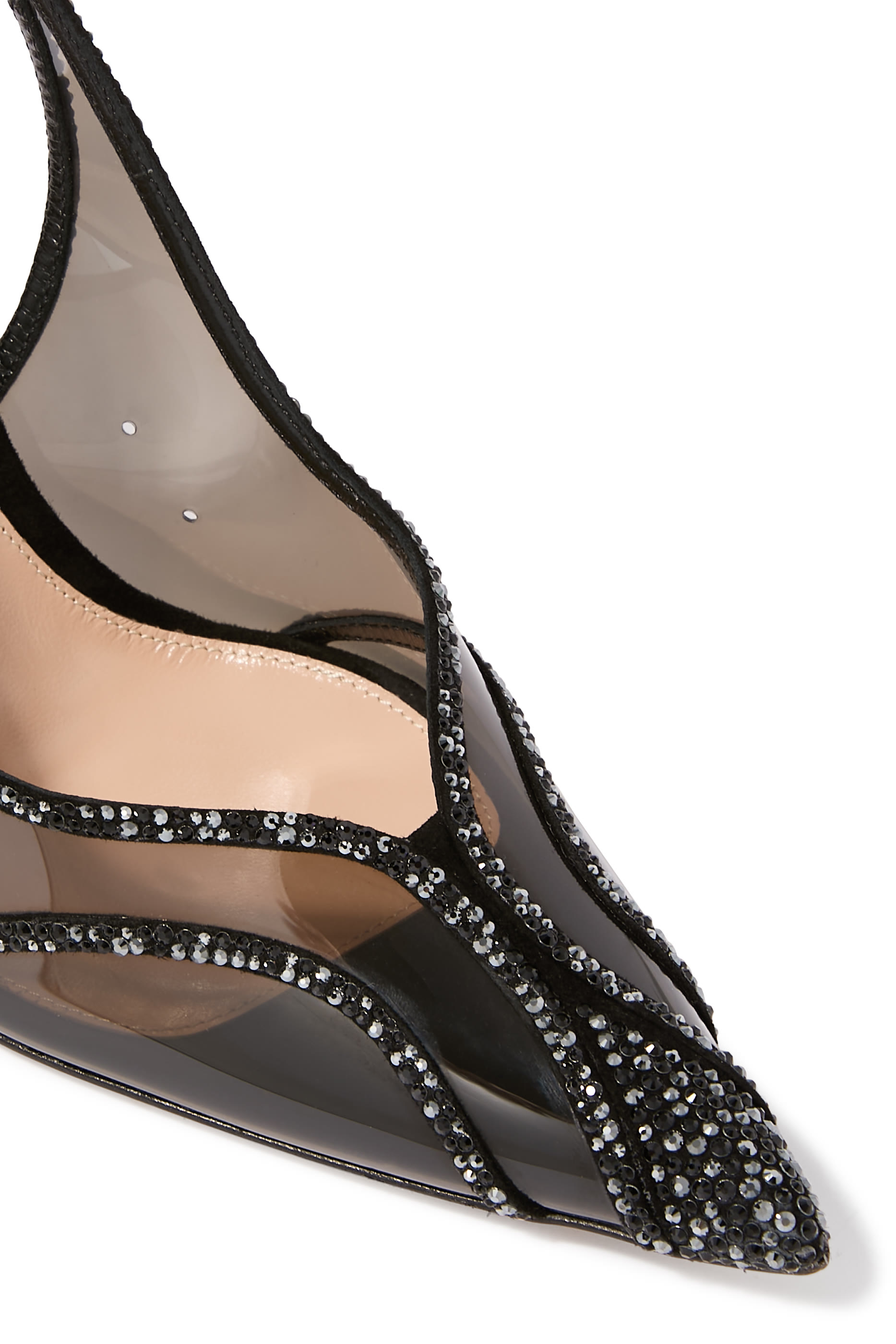 Brenda 95 Leather and Plexi Slingback Pumps 