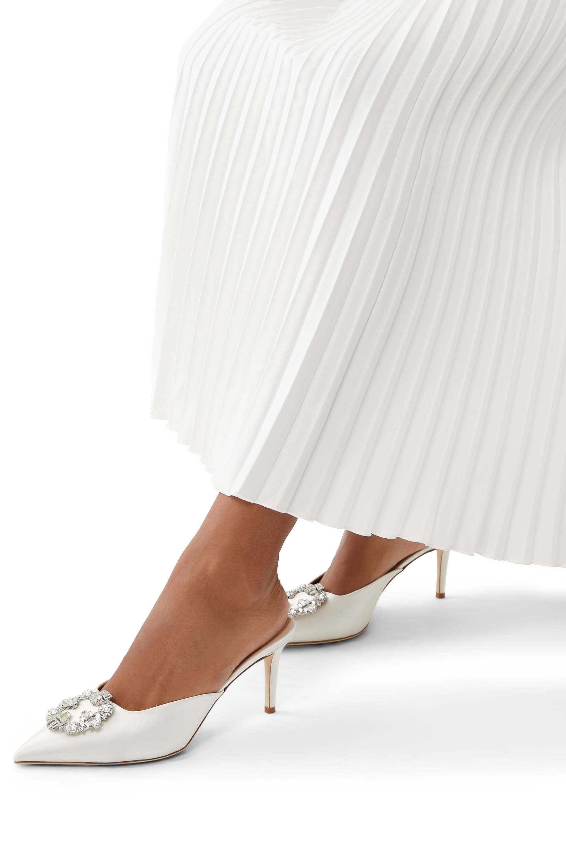 Laila Satin & Crystal BroochPumps