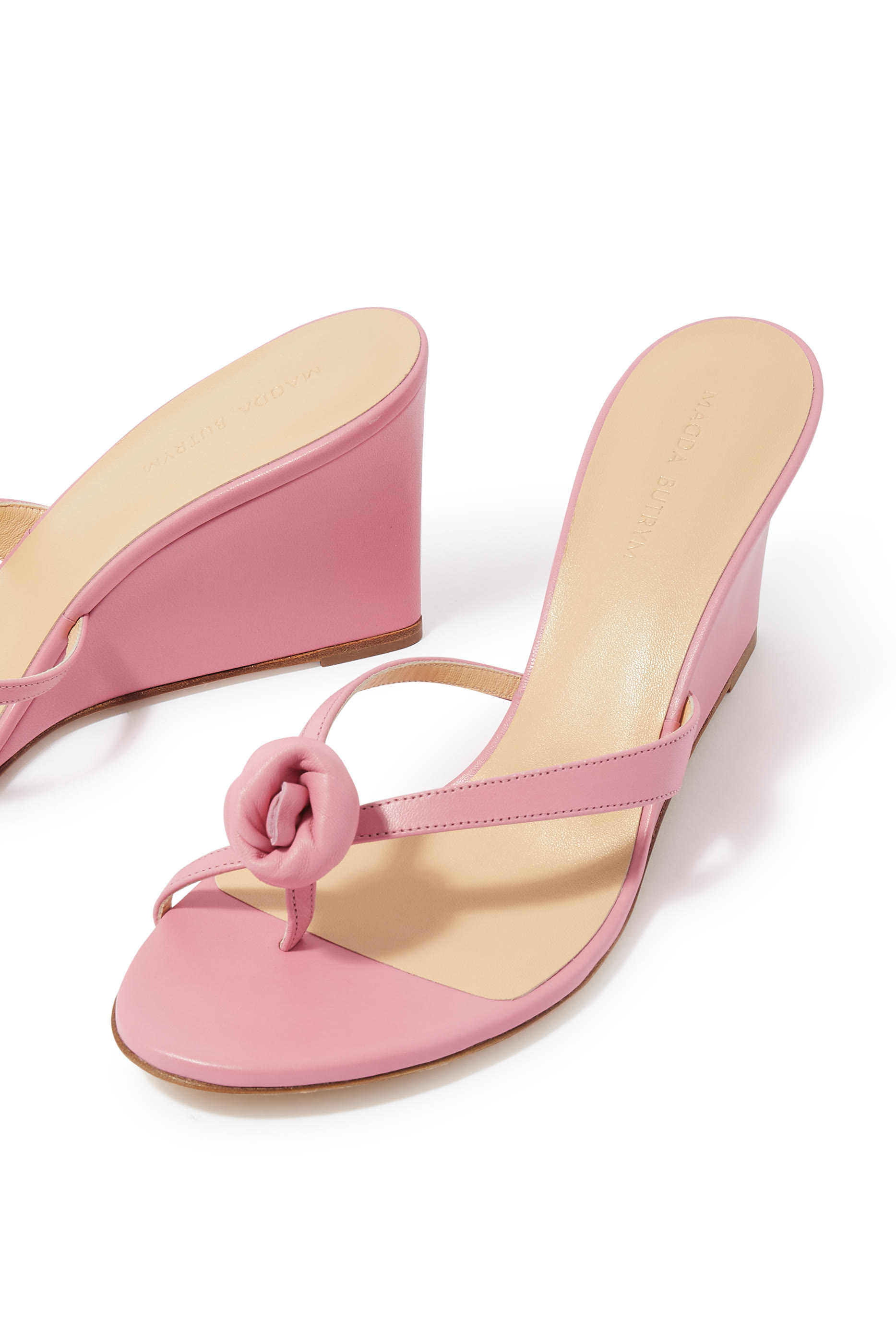 Flower Embellishment 75 Leather Wedge Sandals