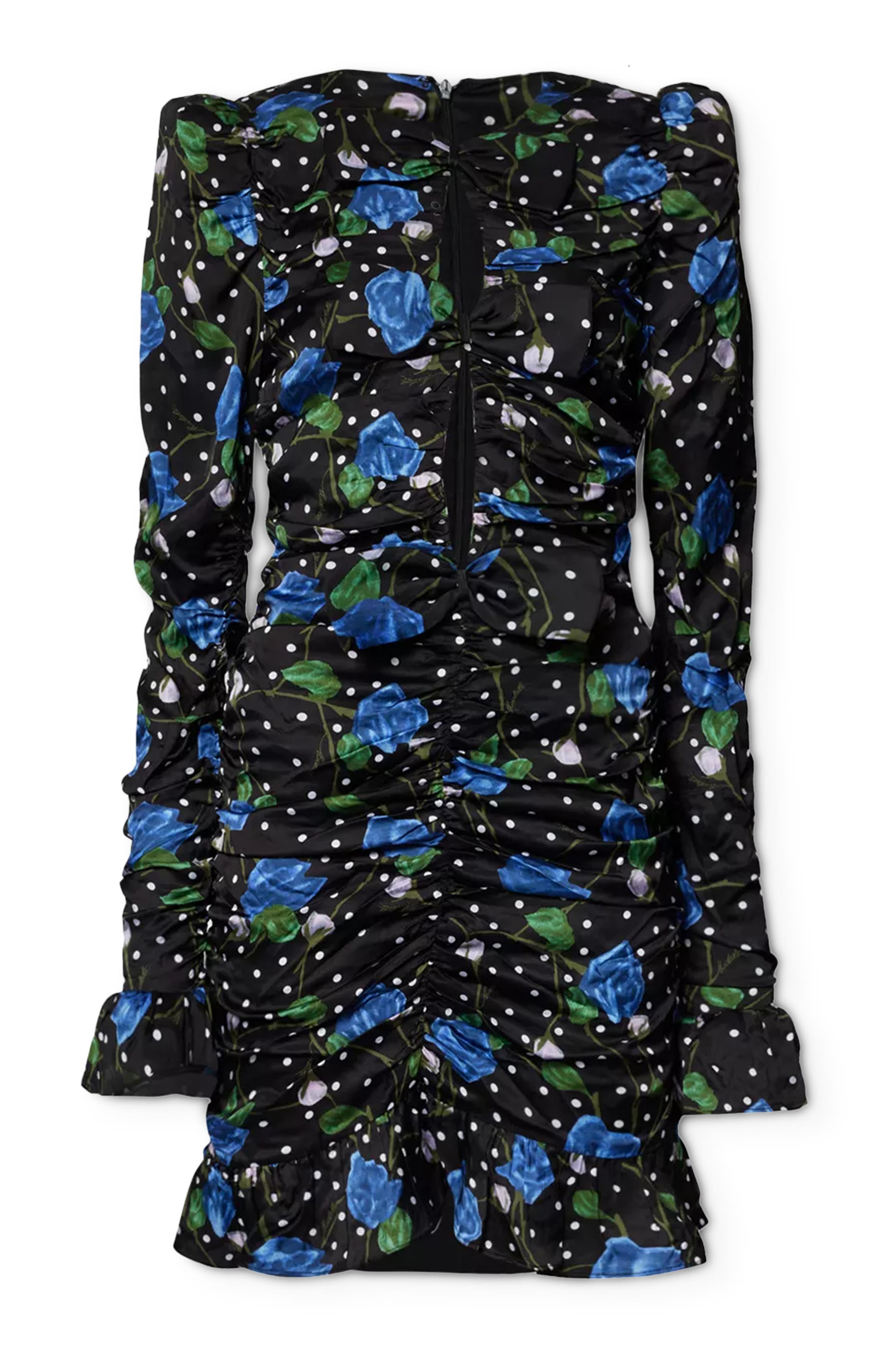 Satin Ruffle Print Mini Dress