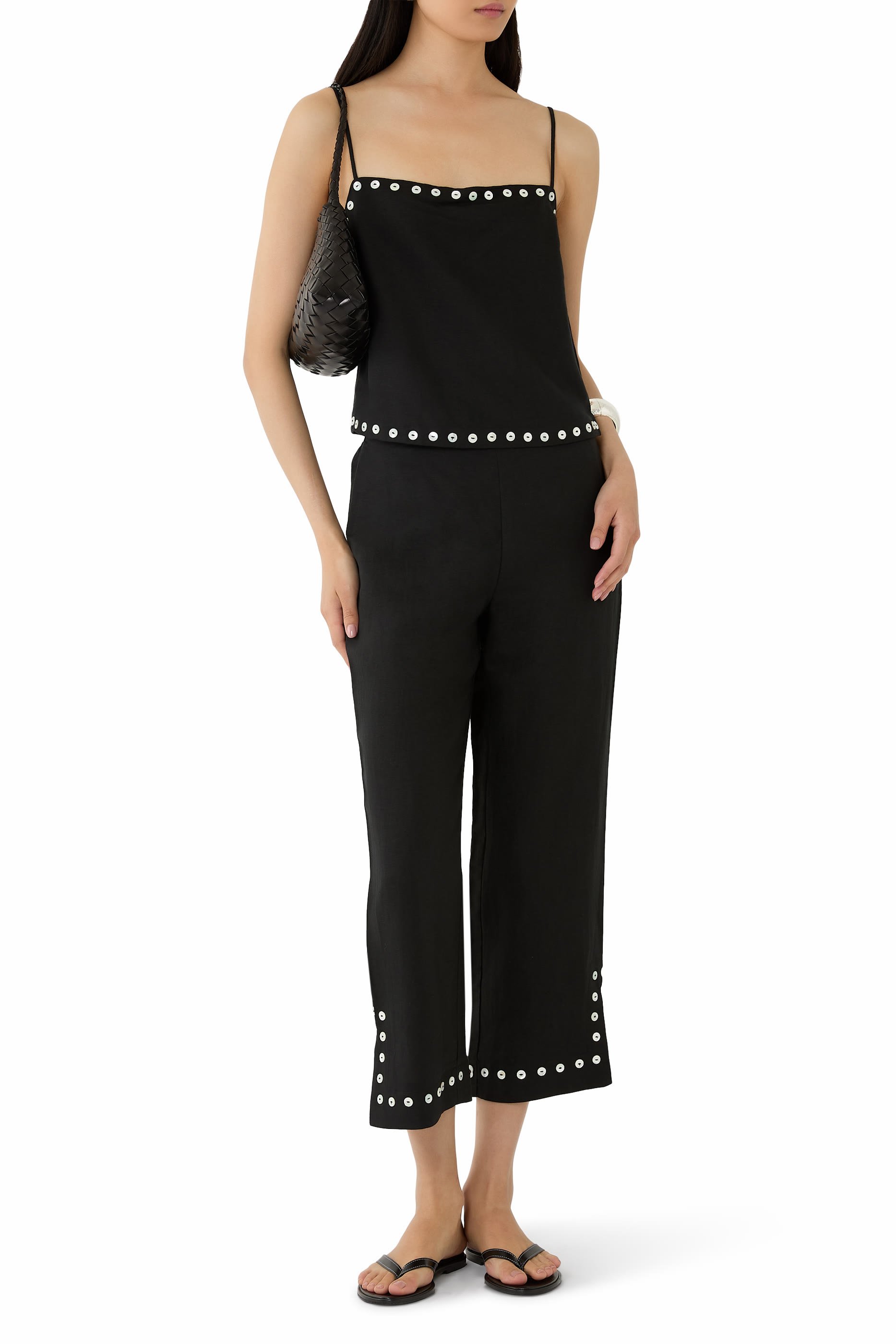 Piha Linen-Blend Flared Pants 