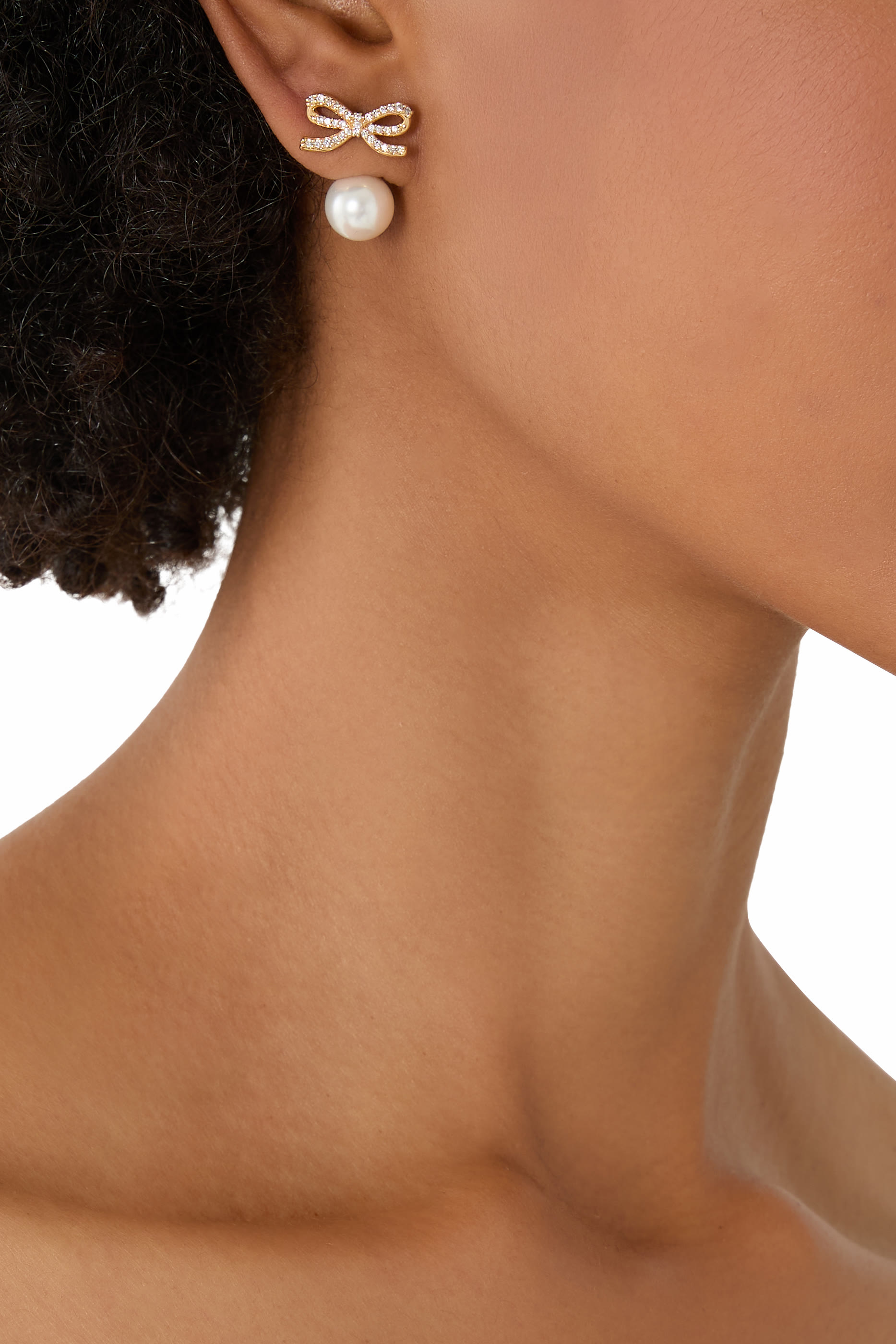 Bow Pearl Jacket Earrings