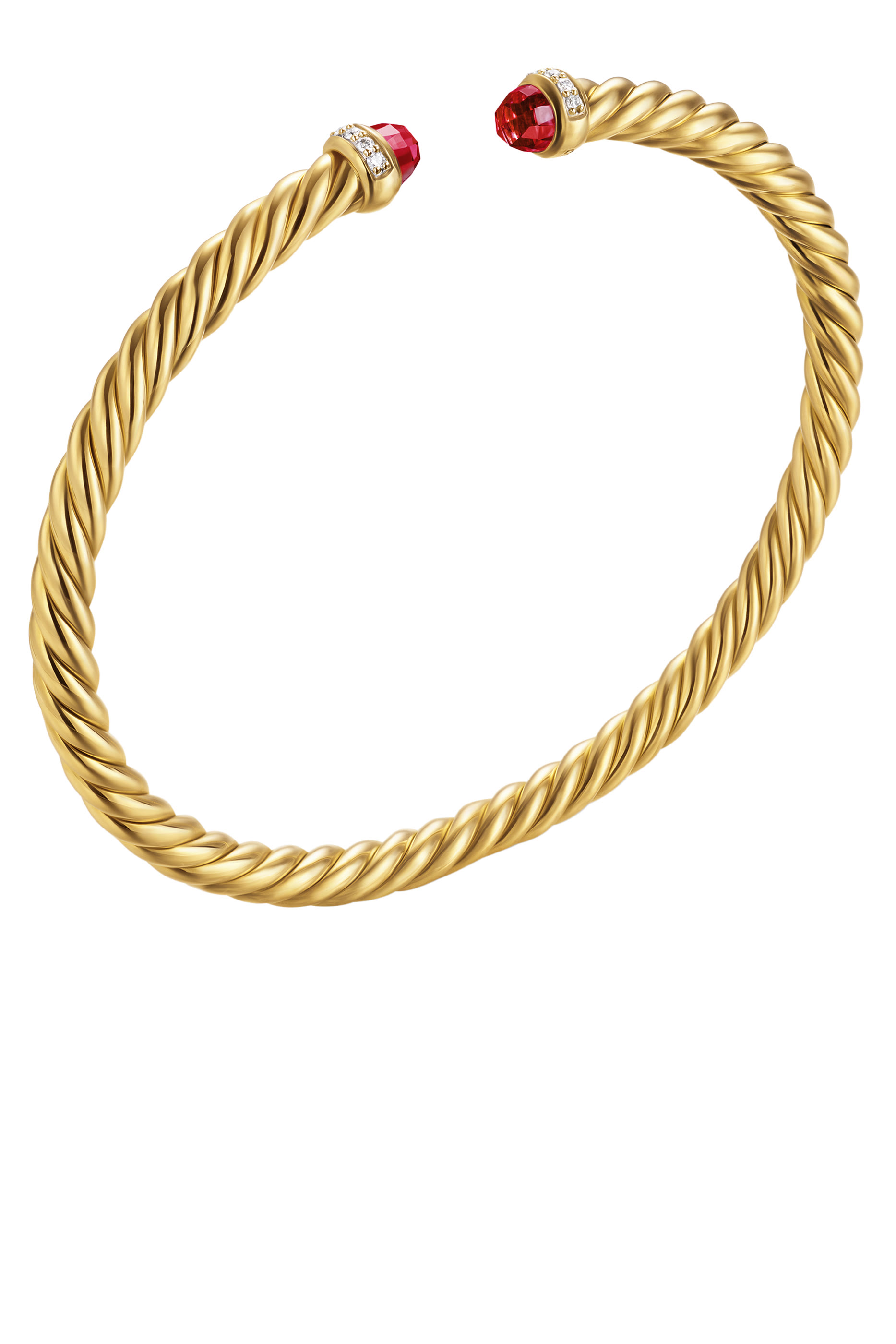 Cablespira® Flex Bracelet, 18k Yellow Gold, Diamonds & Rhodolite Garnet