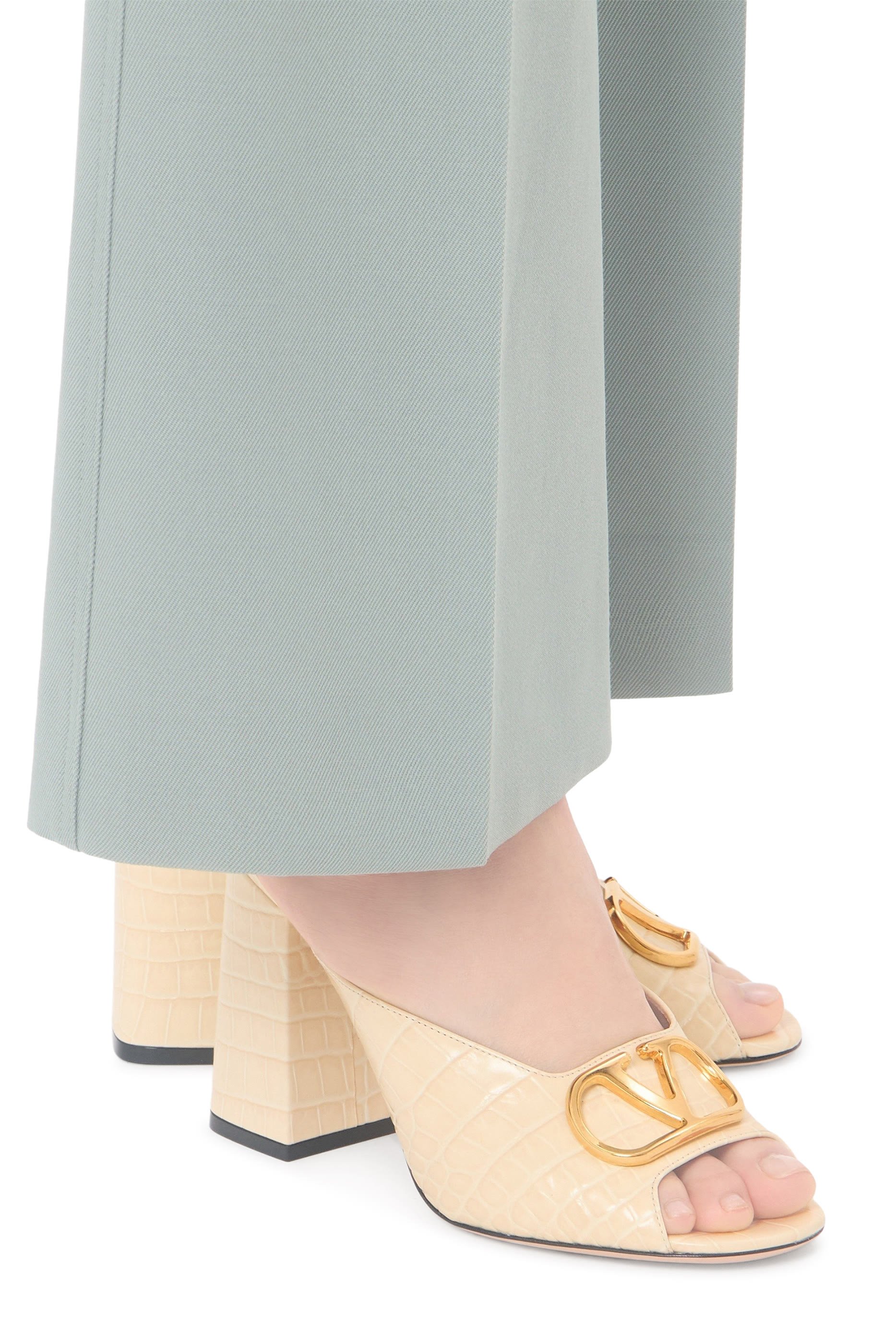 VLogo 95 Signature Slide Sandals in Printed Calfskin