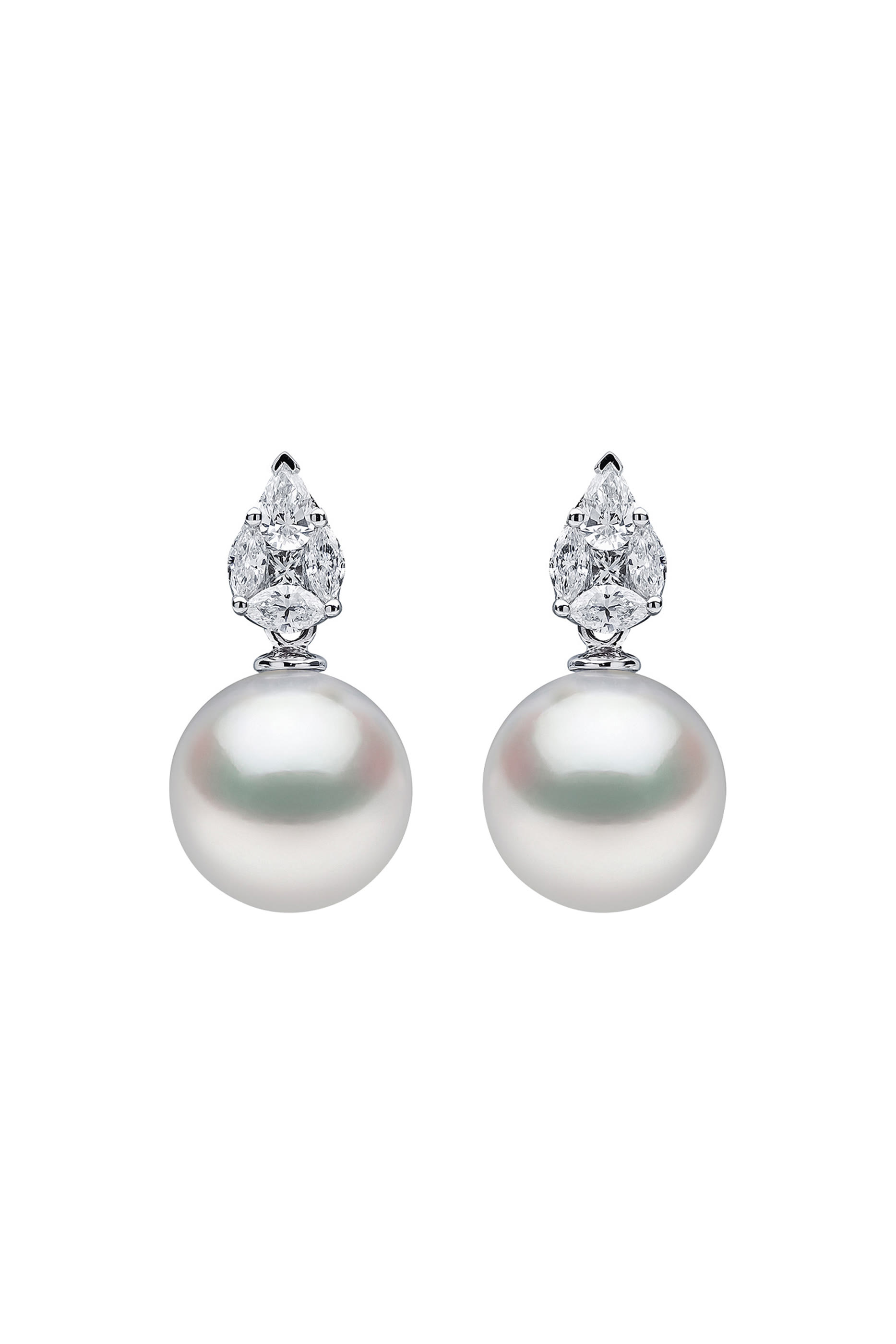Starlight Earrings, 18k White Gold, Diamond & Pearl