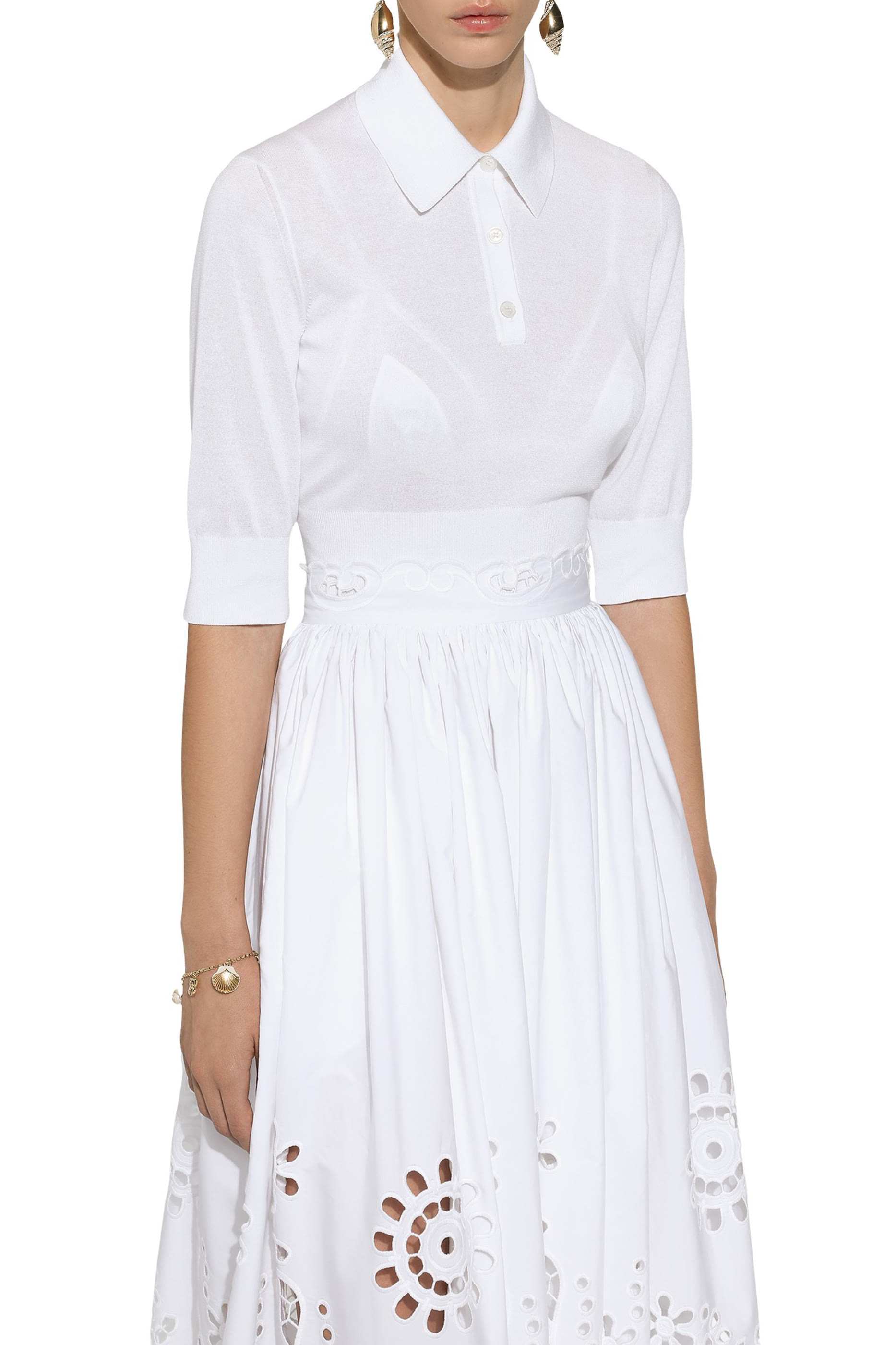 Rhinestone Embellished Shell & DG Logo Earrings