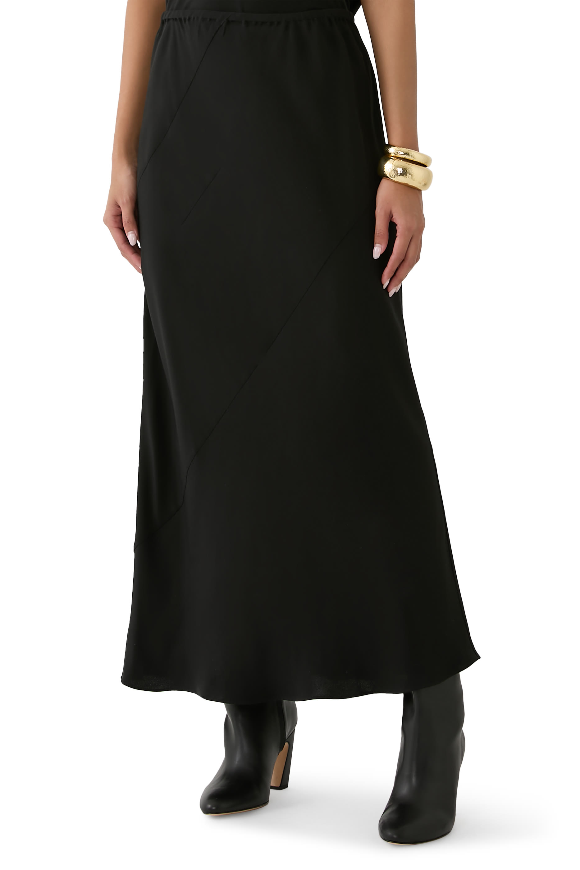 Silk Double Crepe Bias Skirt