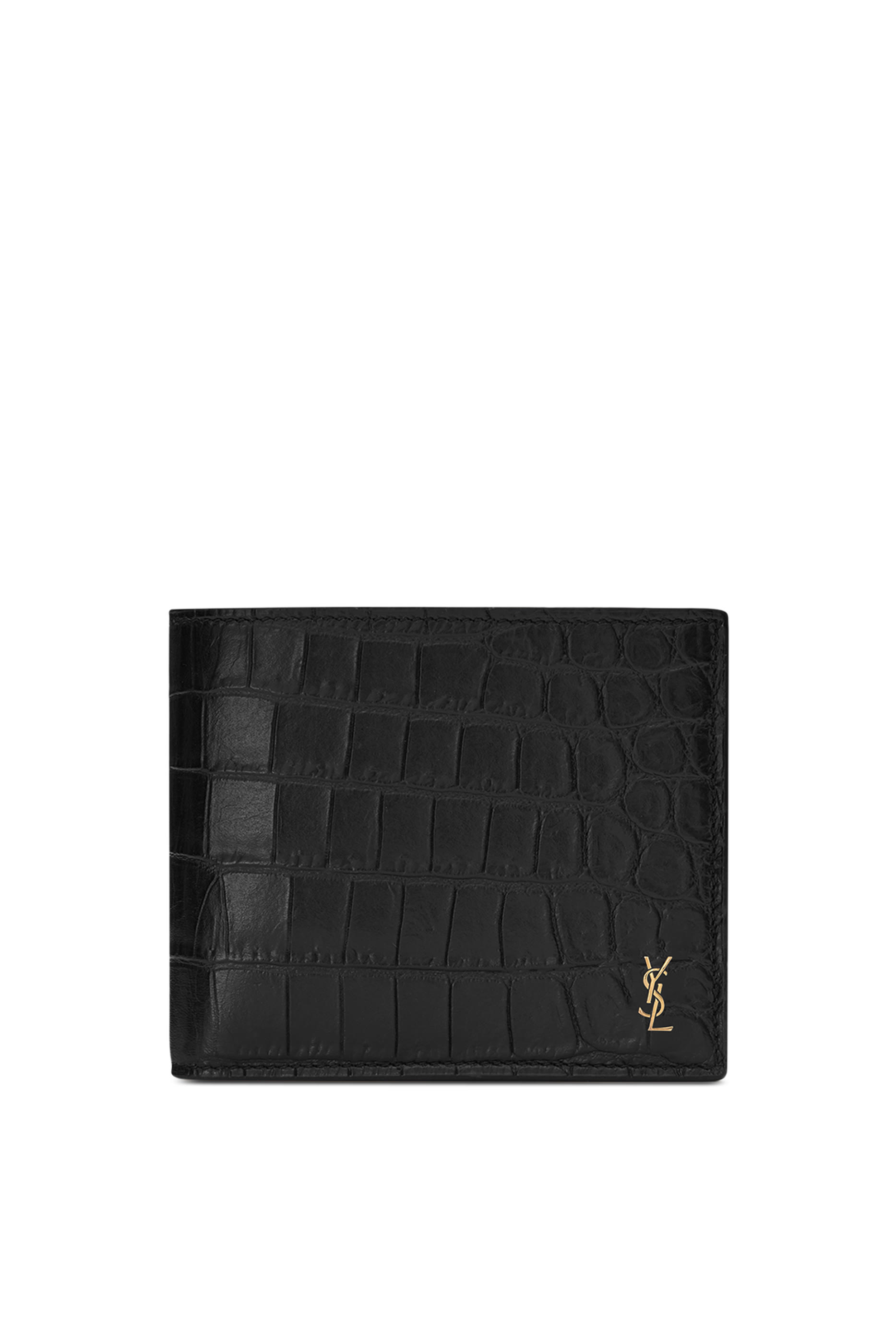 Tiny Cassandre East/West Wallet  in Crocodile-Embossed Matte Leather