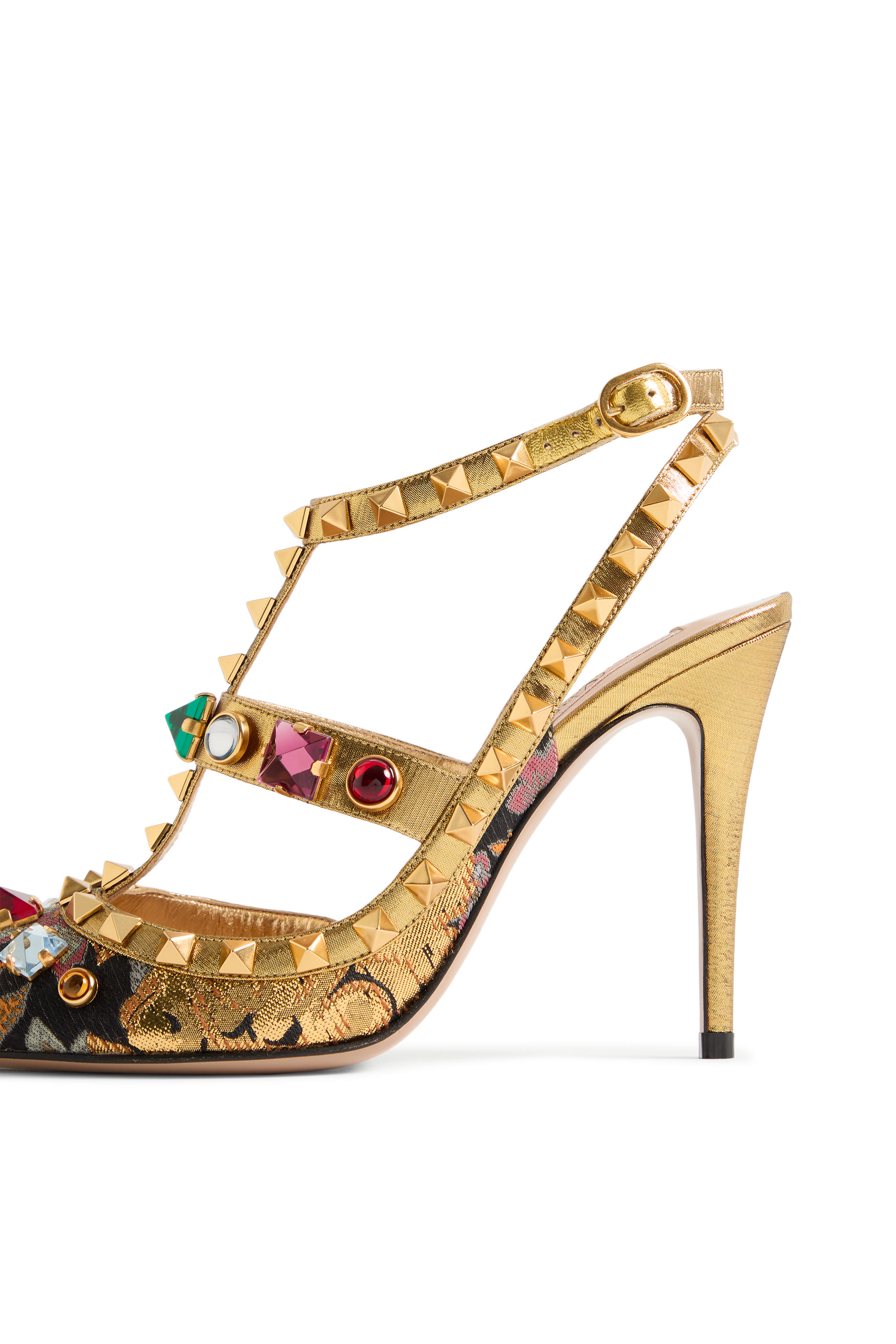 Rockstud 100 Pumps in Jacquard Après L’Hiver fabric with Crystals