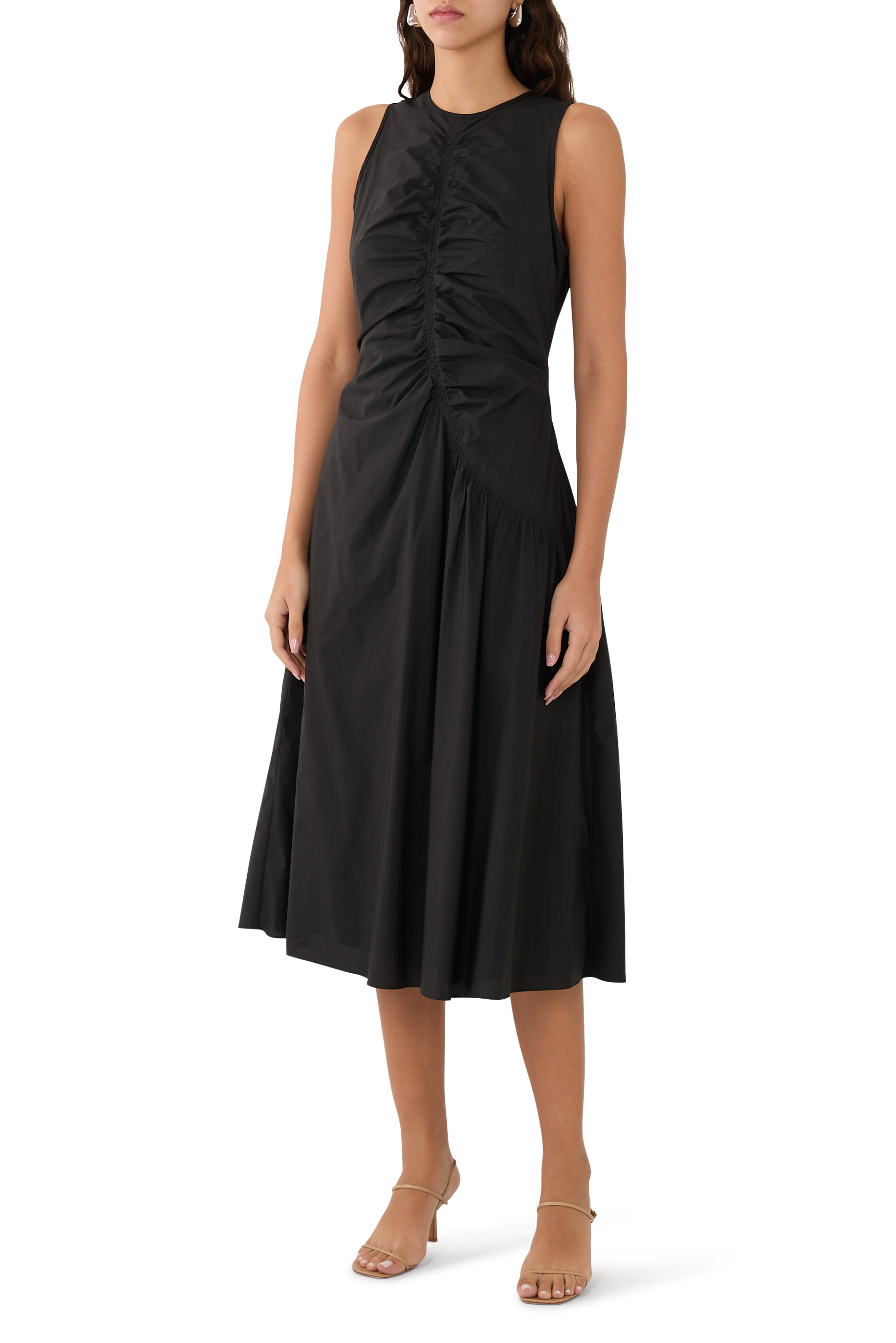 Ruched Asymmetrical Midi Dress