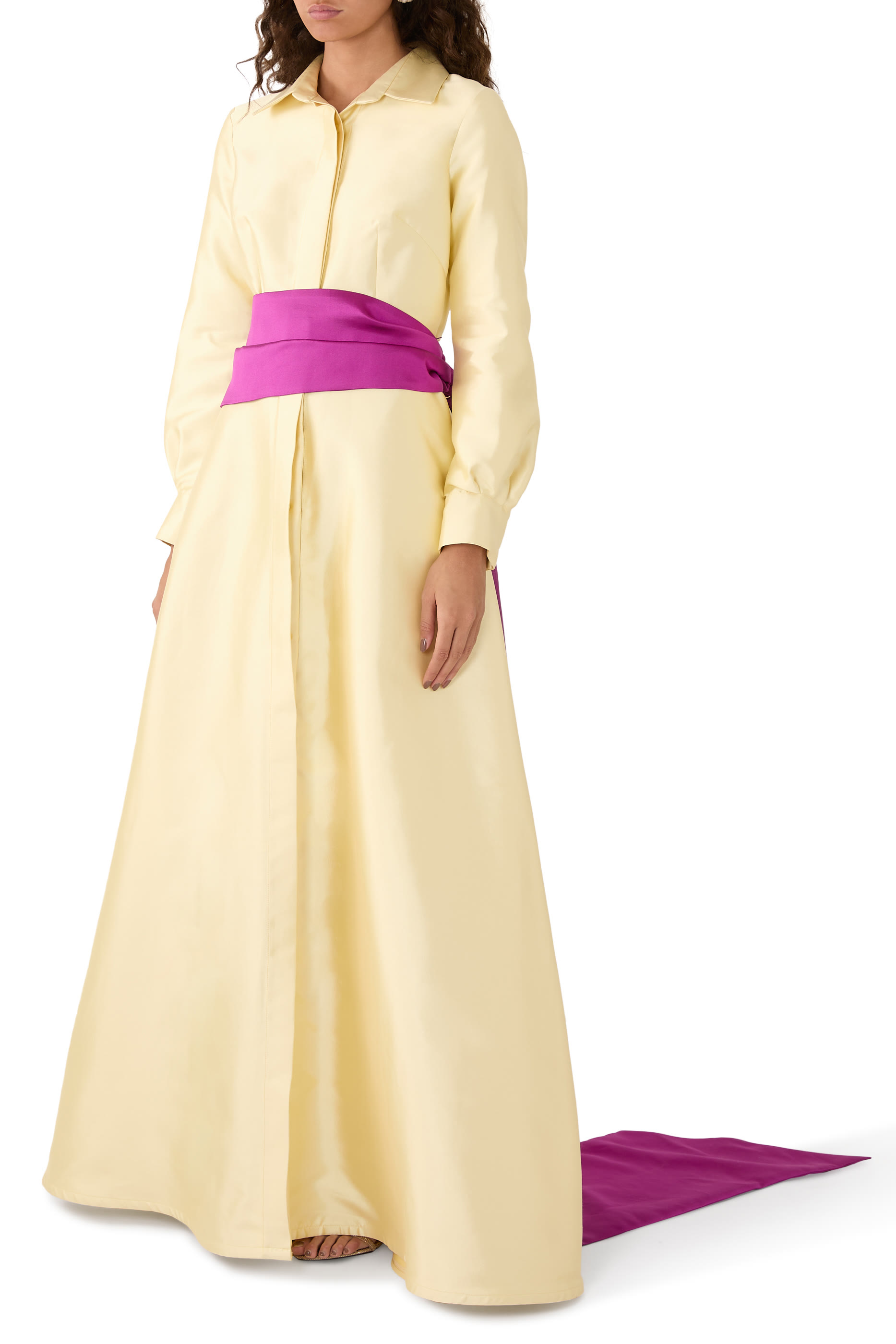 Xolani + Simon Silk-Wool Belted Gown