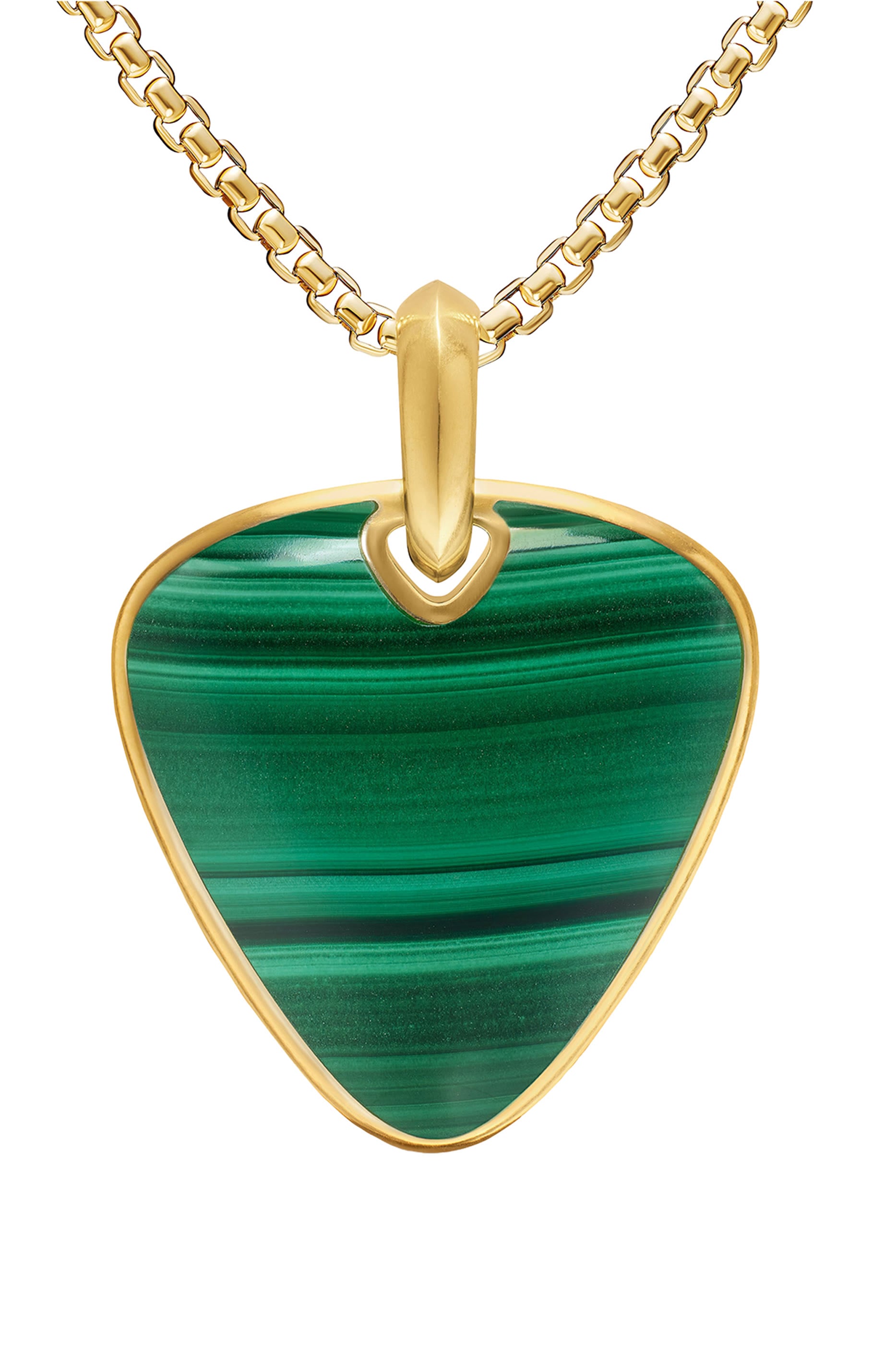  Streamline&reg; Pick Amulet, 18K Yellow Gold with Malachite