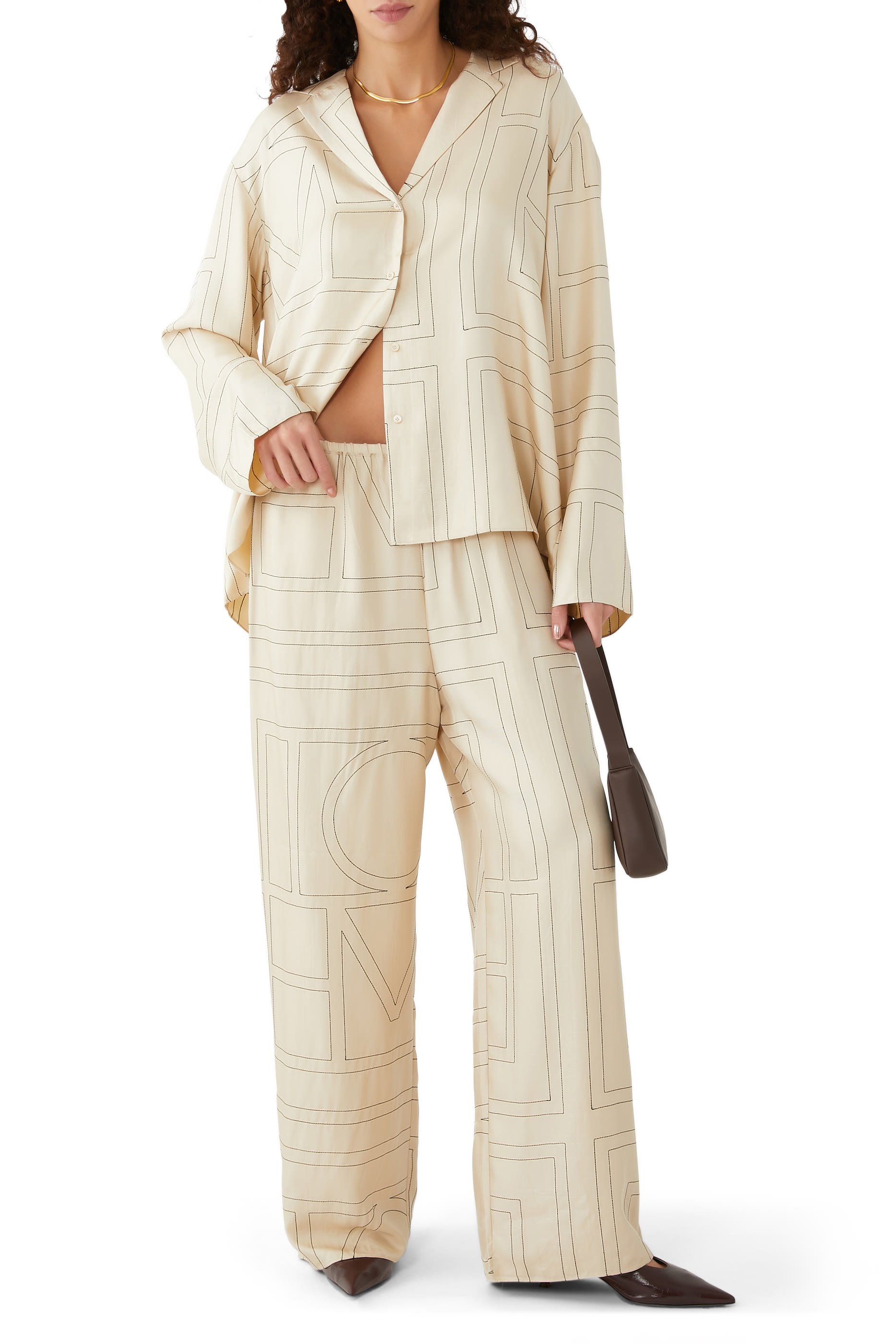 Monogram Silk Pants