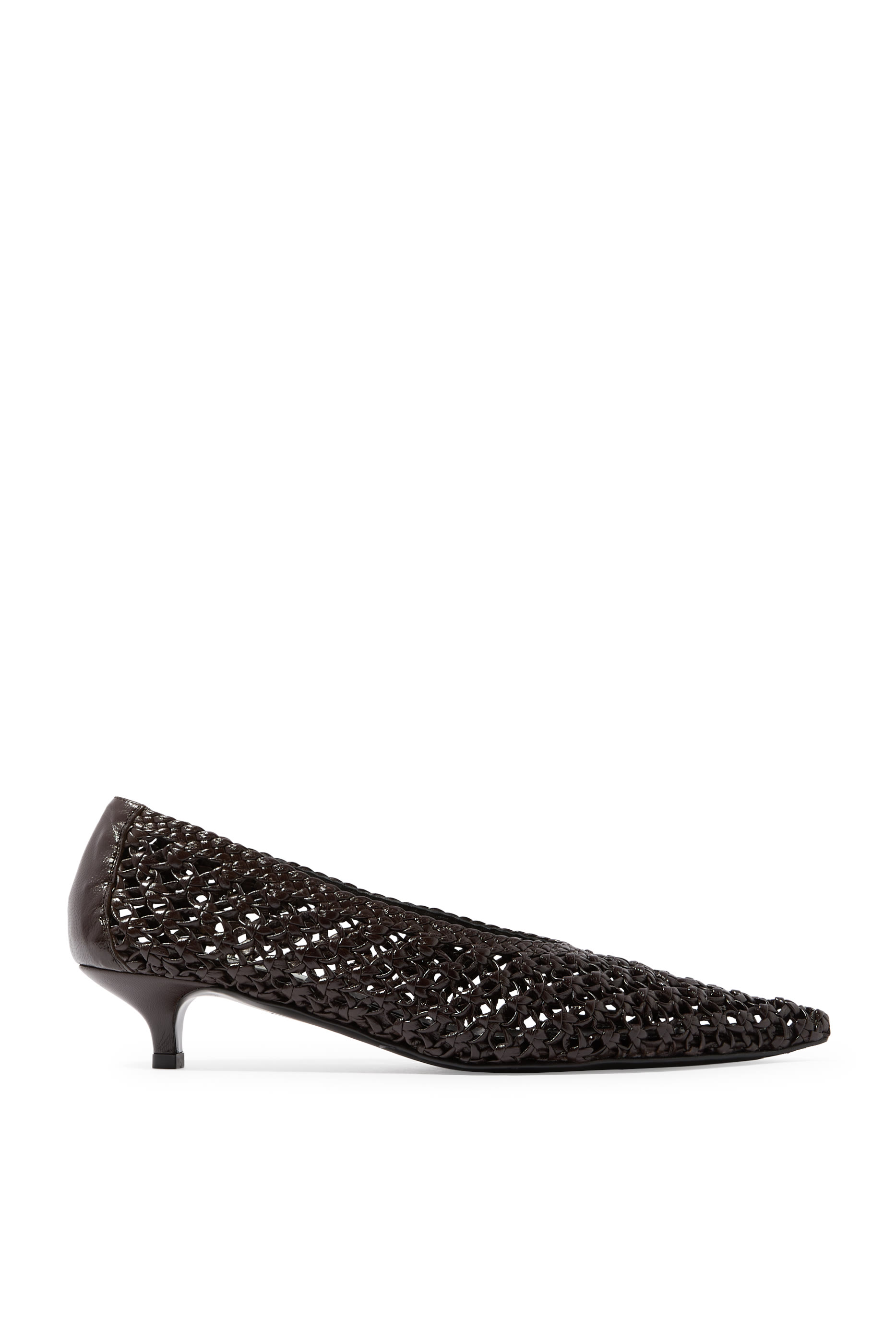 Sharp Woven-Leather 35 Kitten Pumps