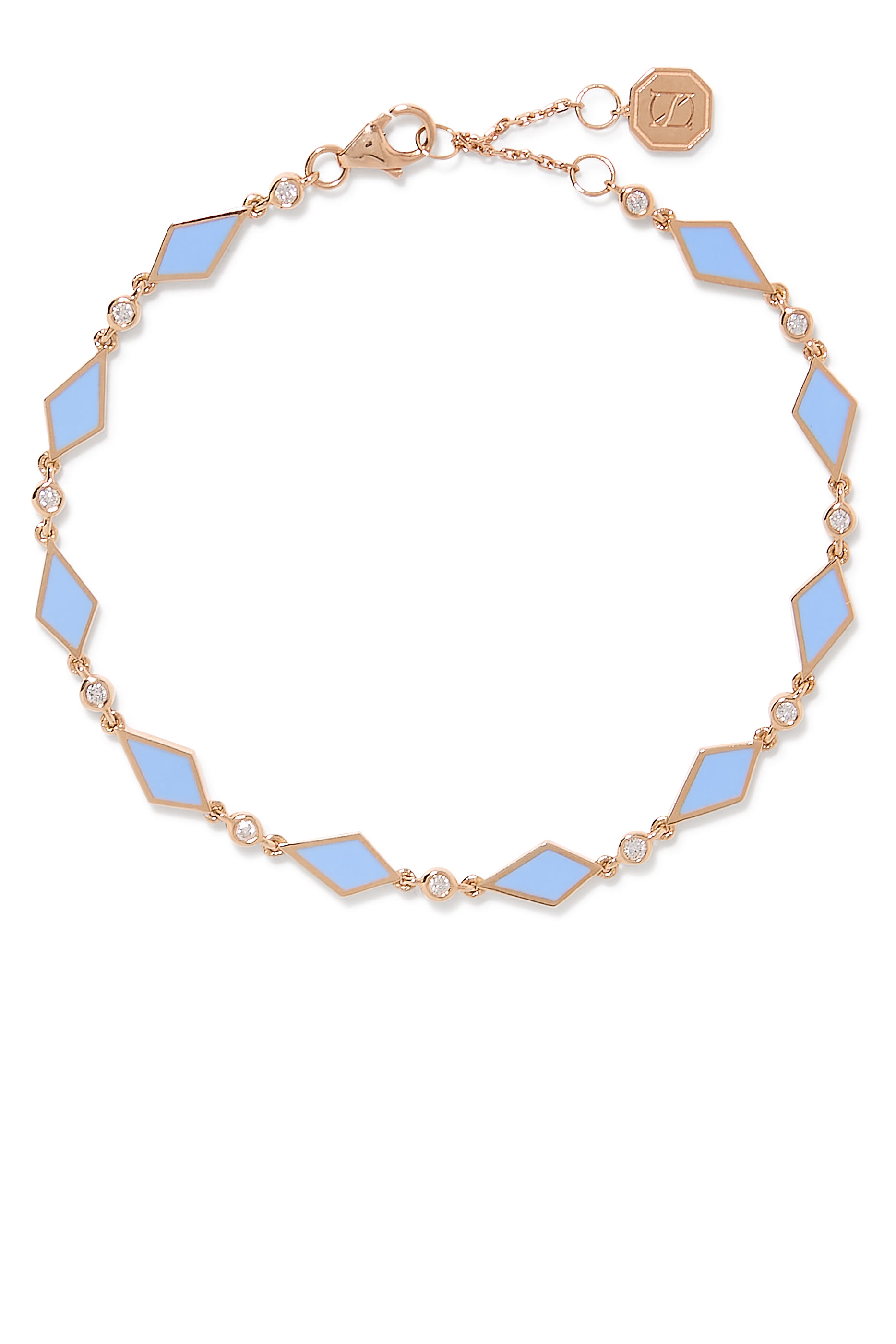 Morocco Mosaic Rose Gold Bracelet, 18K Rose Gold, Enamel & Diamonds