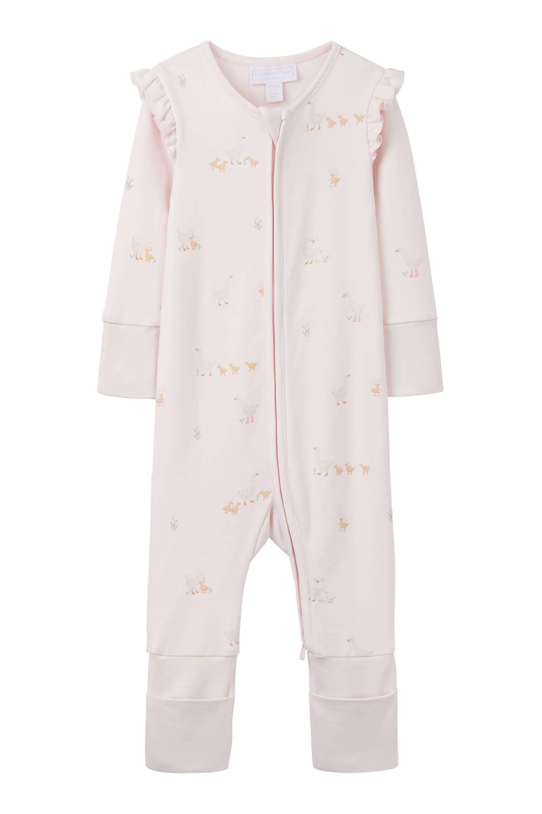 Kids Organic Cotton Puddle Ducks Frill Sleeve Sleepsuit