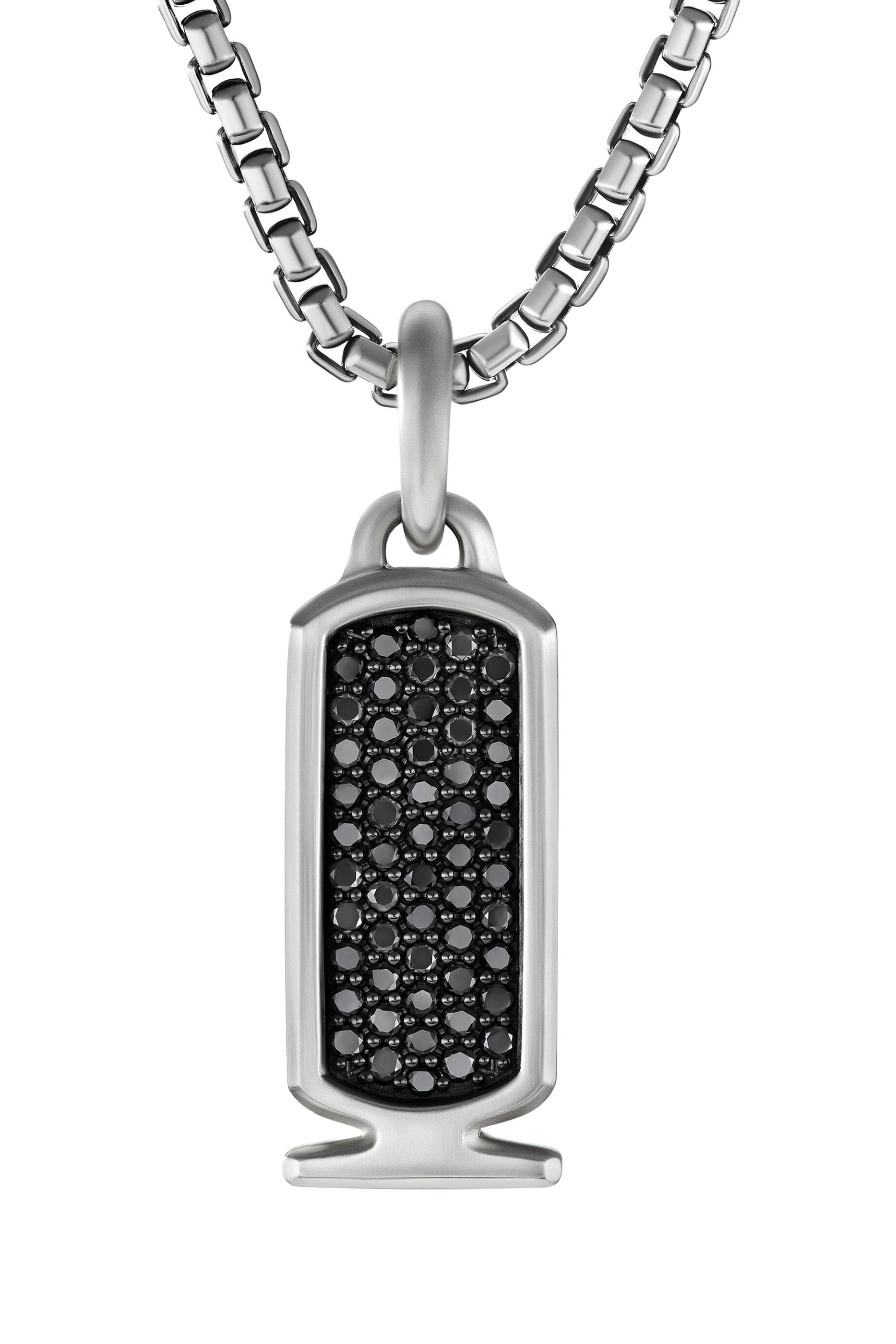 Cairo Cartouche Amulet, Sterling Silver & Black Diamonds