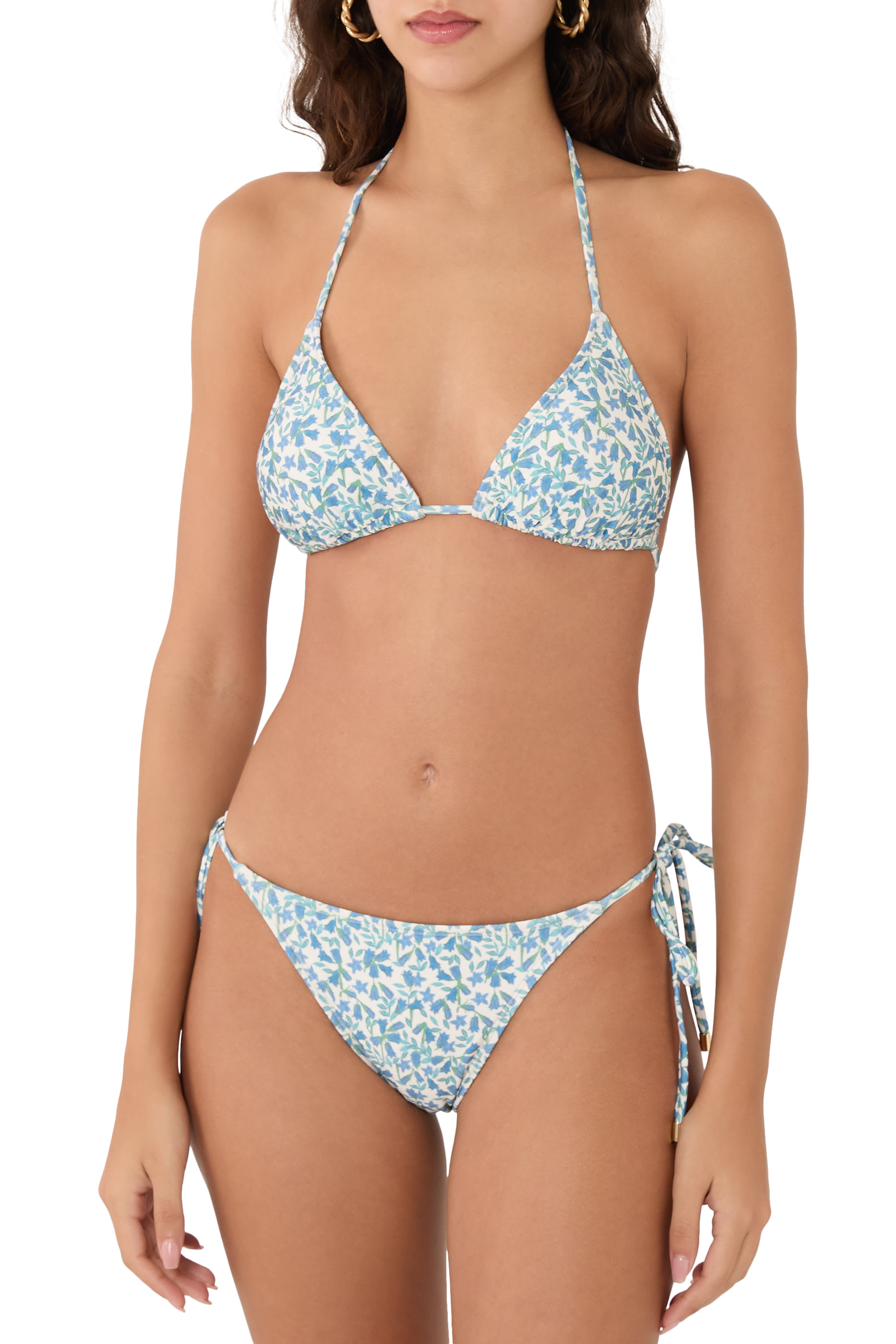 Printed String Triangle Bikini Top