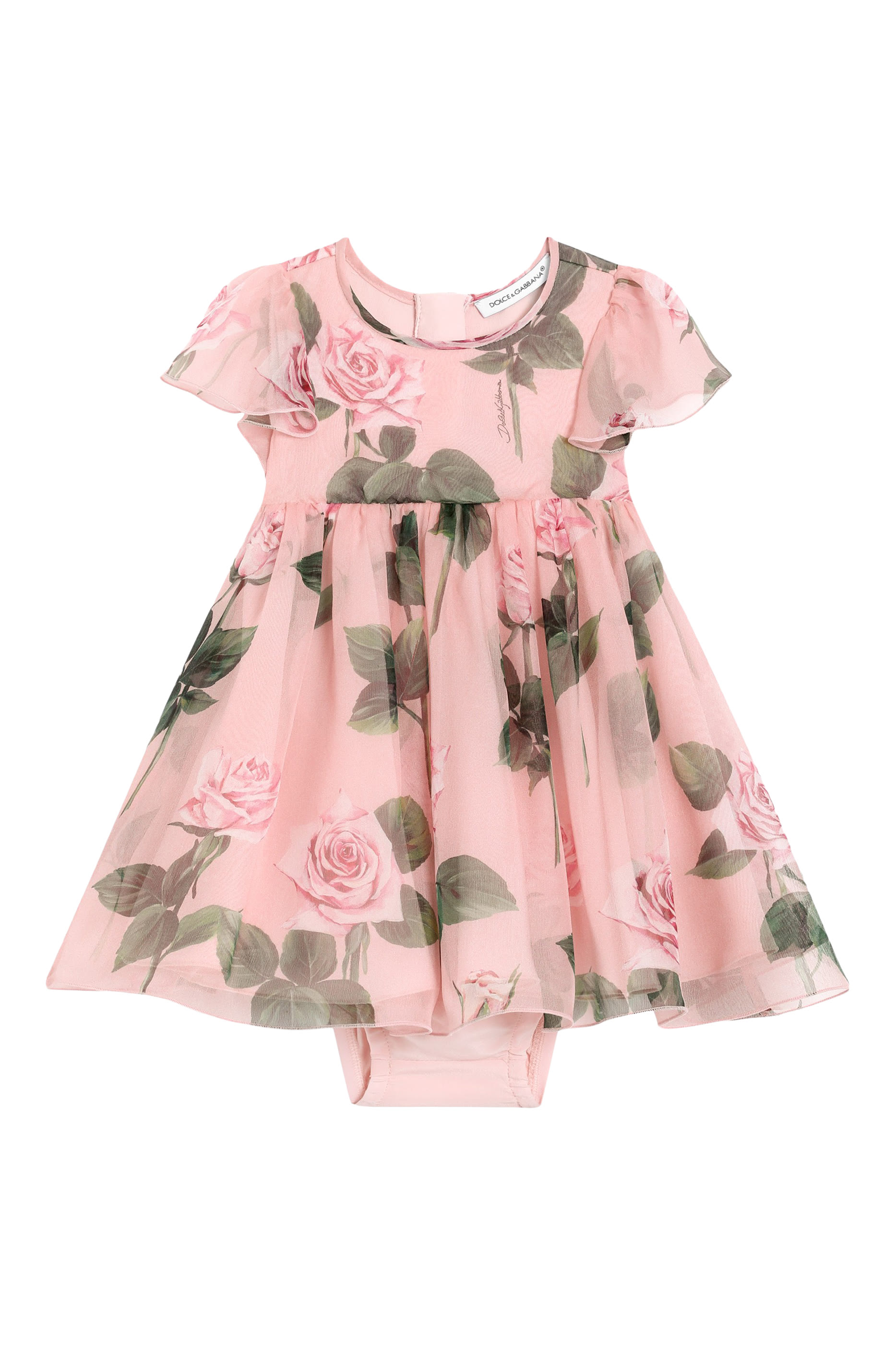 Kids Rose Print Chiffon Dress