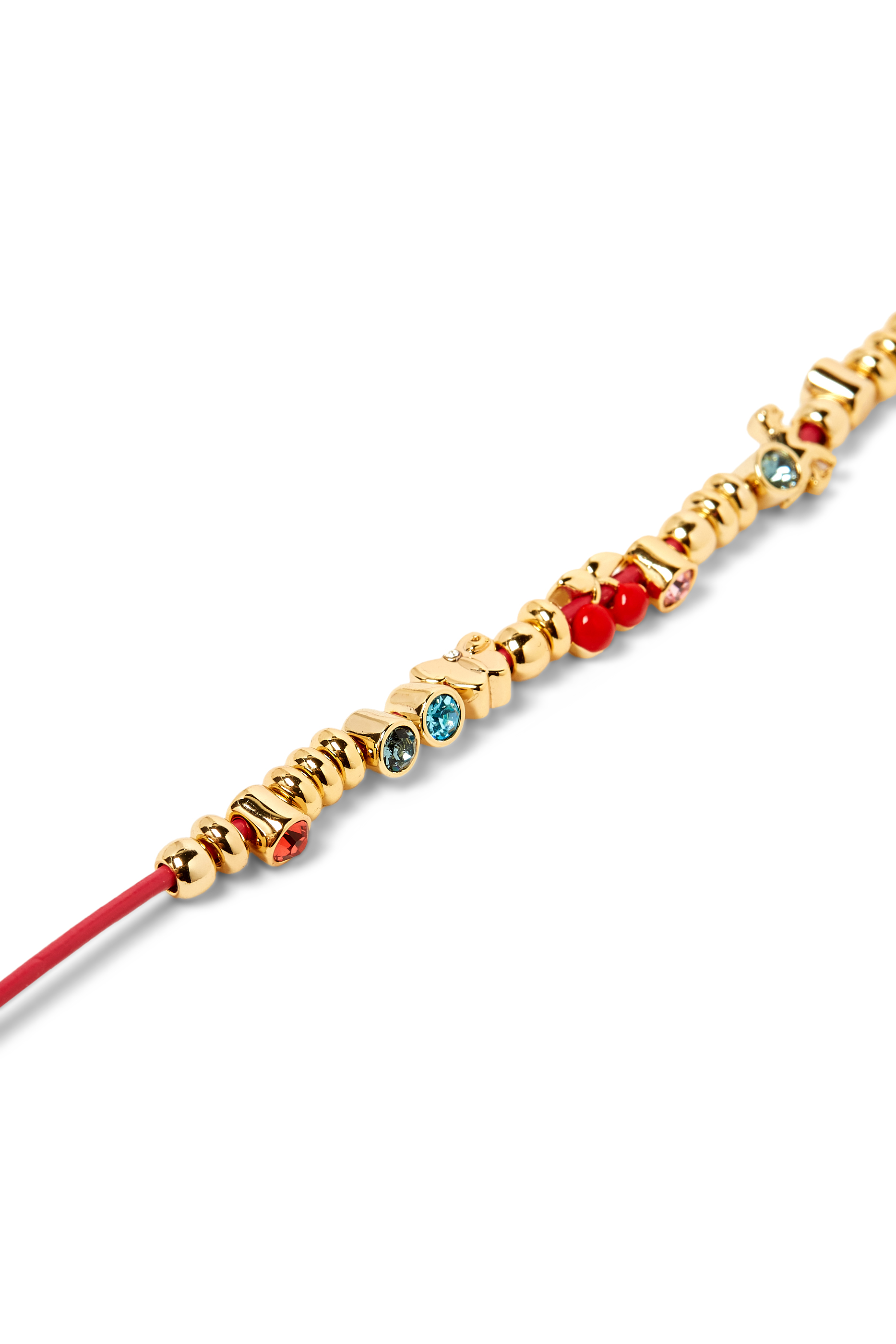 Signature Mixed Charm Leather Wrap Necklace