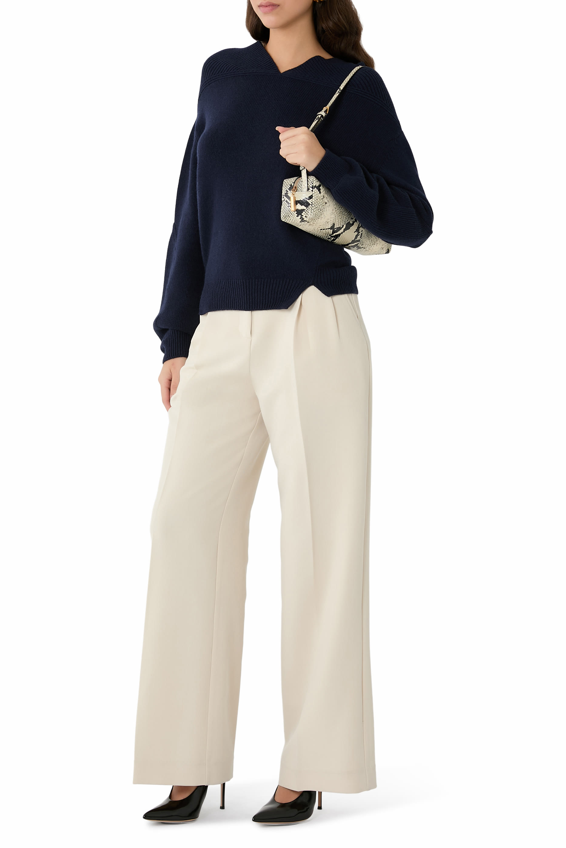 V-Neck Yoke Detail Jumper