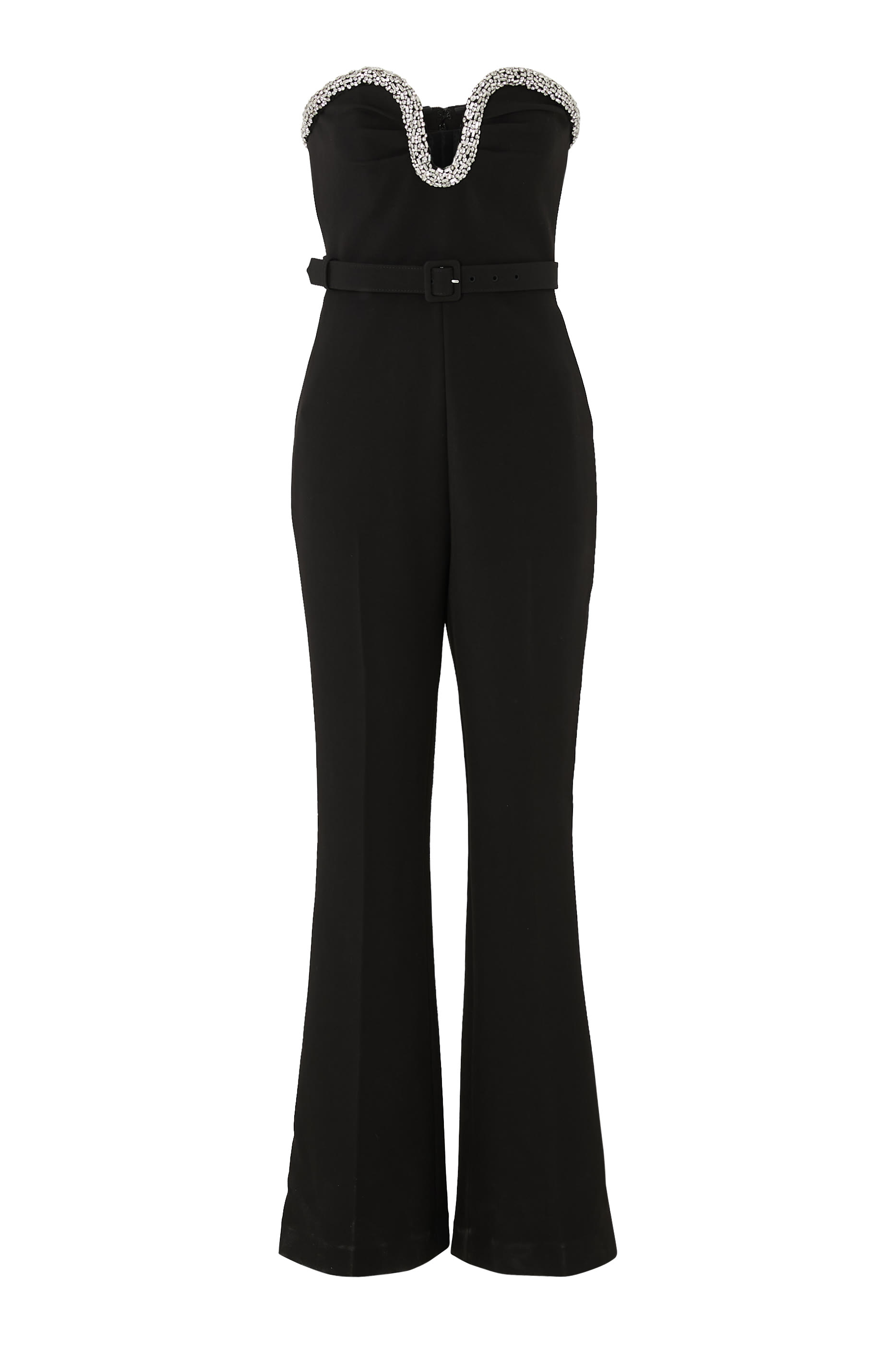 Strapless Embellished Crepe Jumpsuit