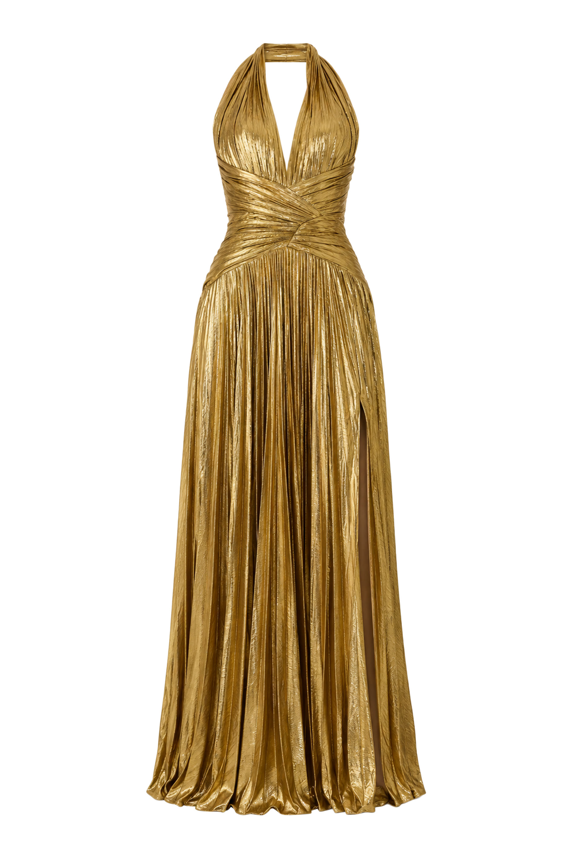 Draped Halter Pleated Gown