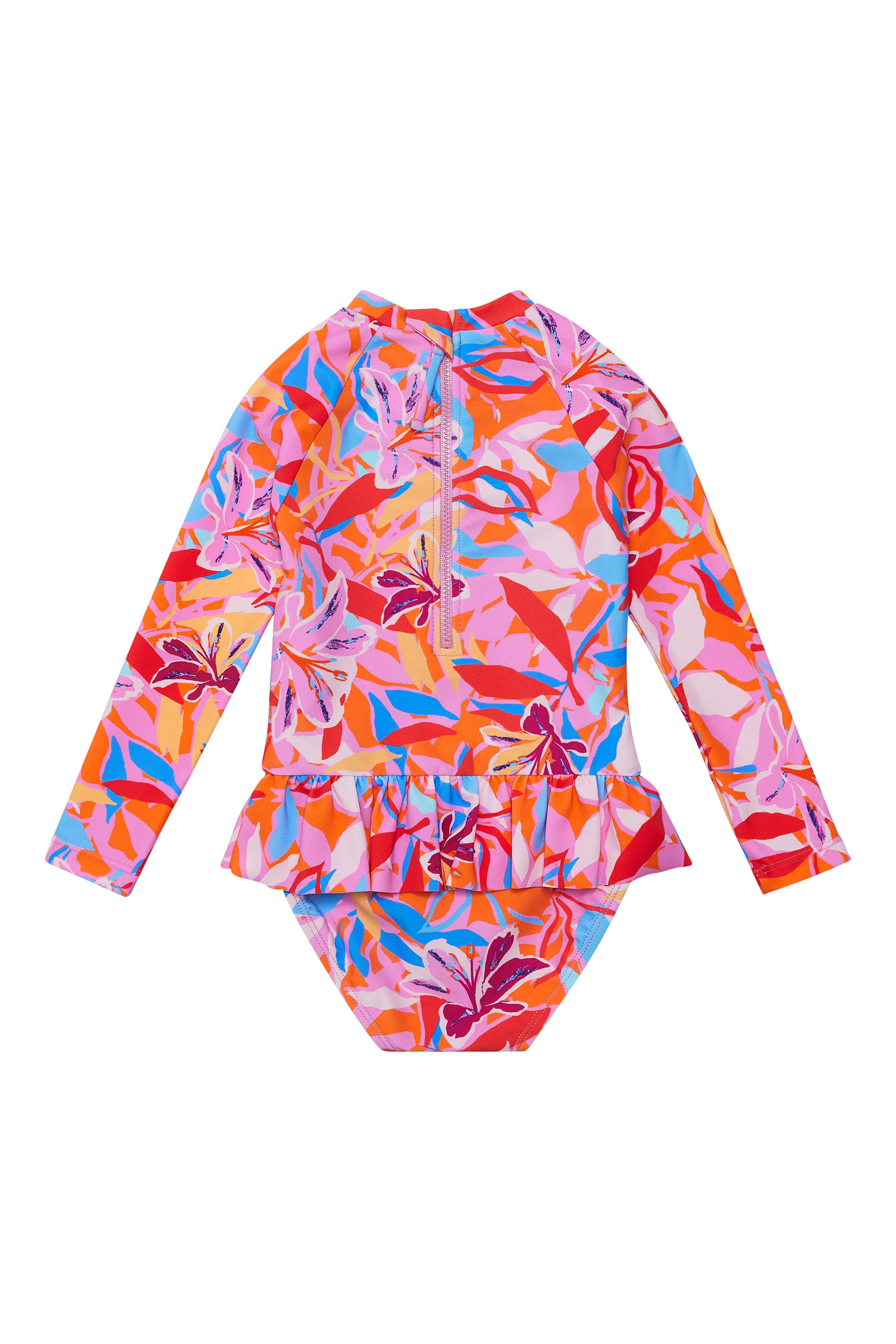 Kids Blooming Sunset Sustainable Long Sleeves Skirt Surf Suit