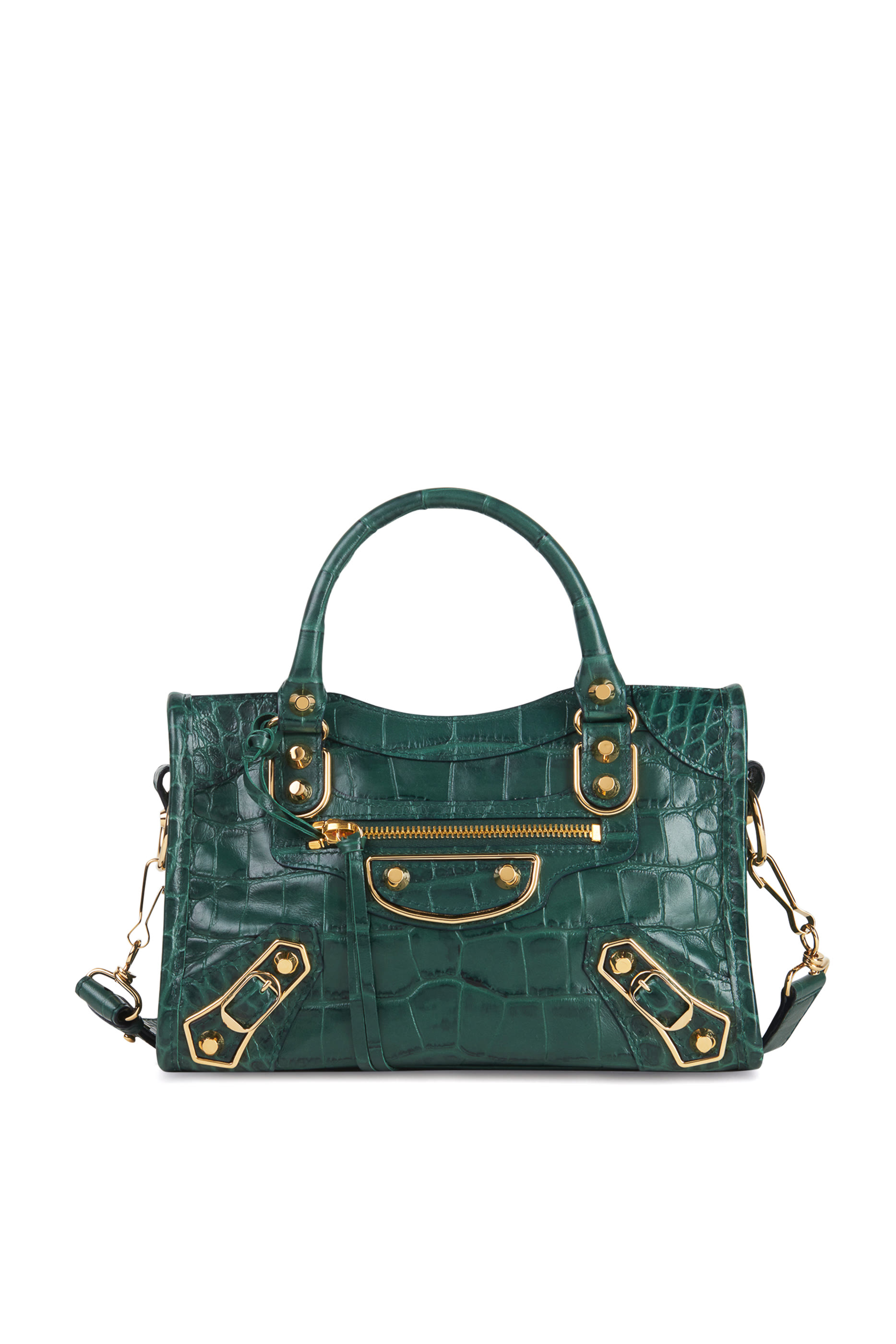City S Crocodile-Effect Leather Mini Bag