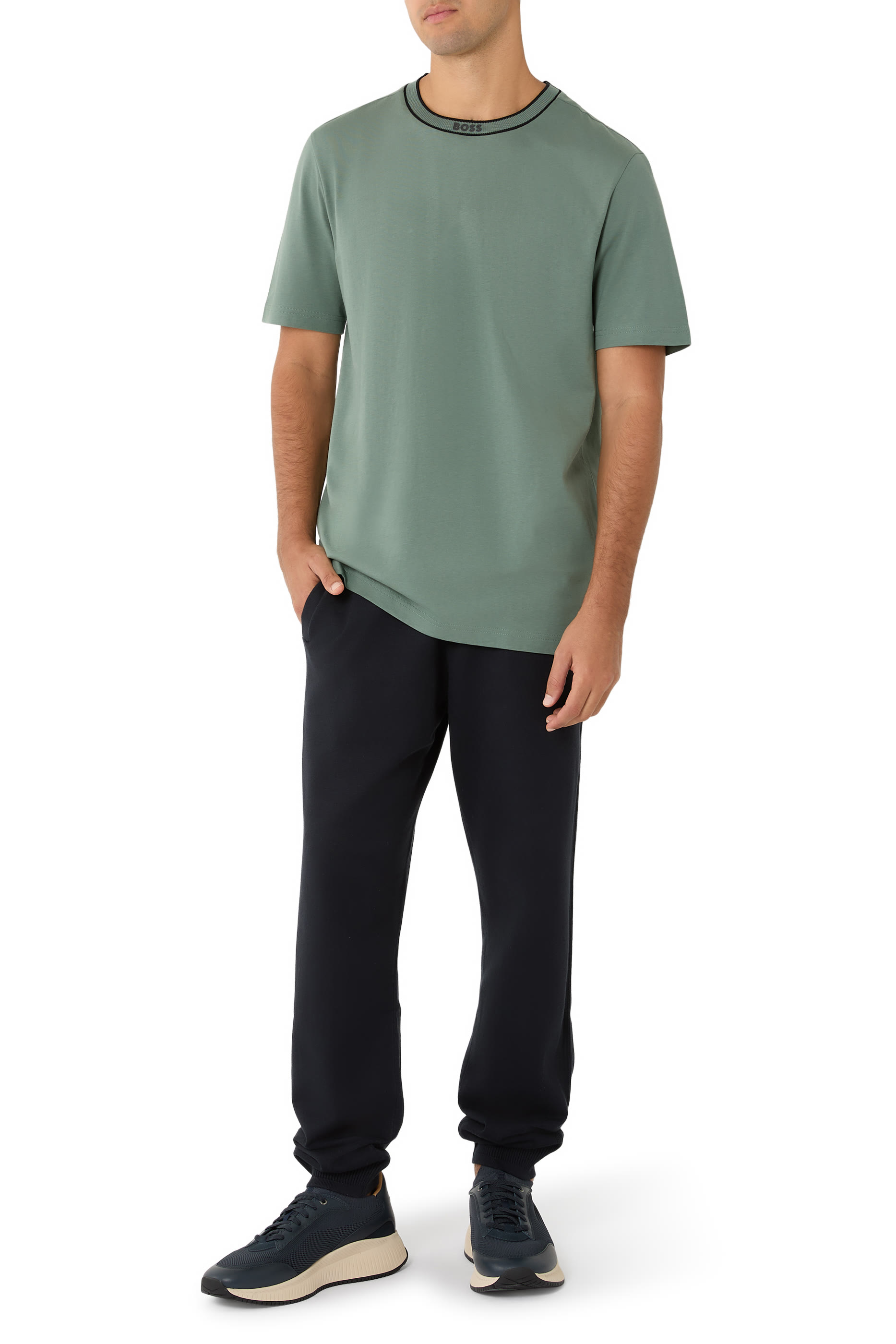 Logo Stripe Collar T-Shirt