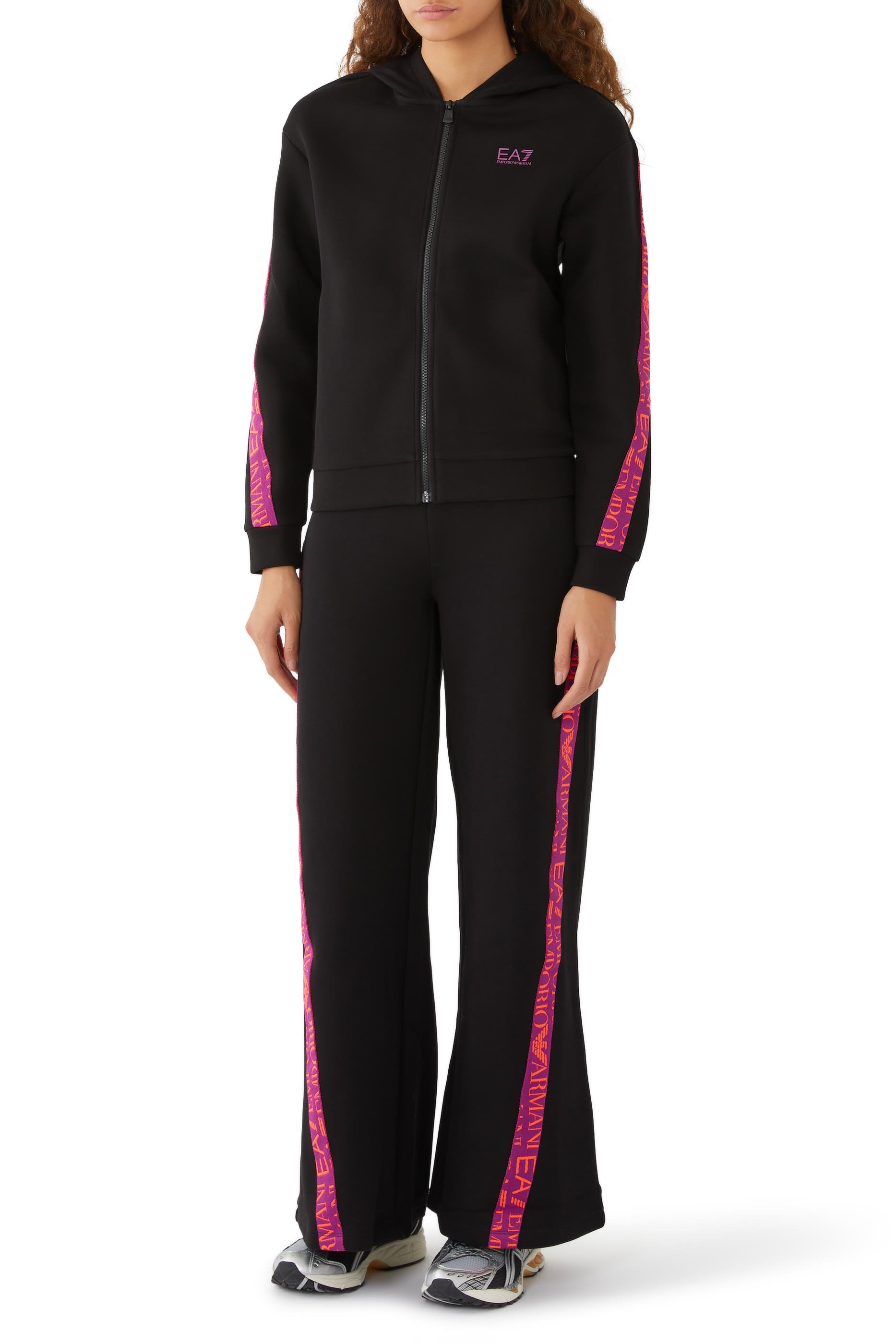 EA7 Tracksuit Tape Hoodie and Wide Leg Trousers