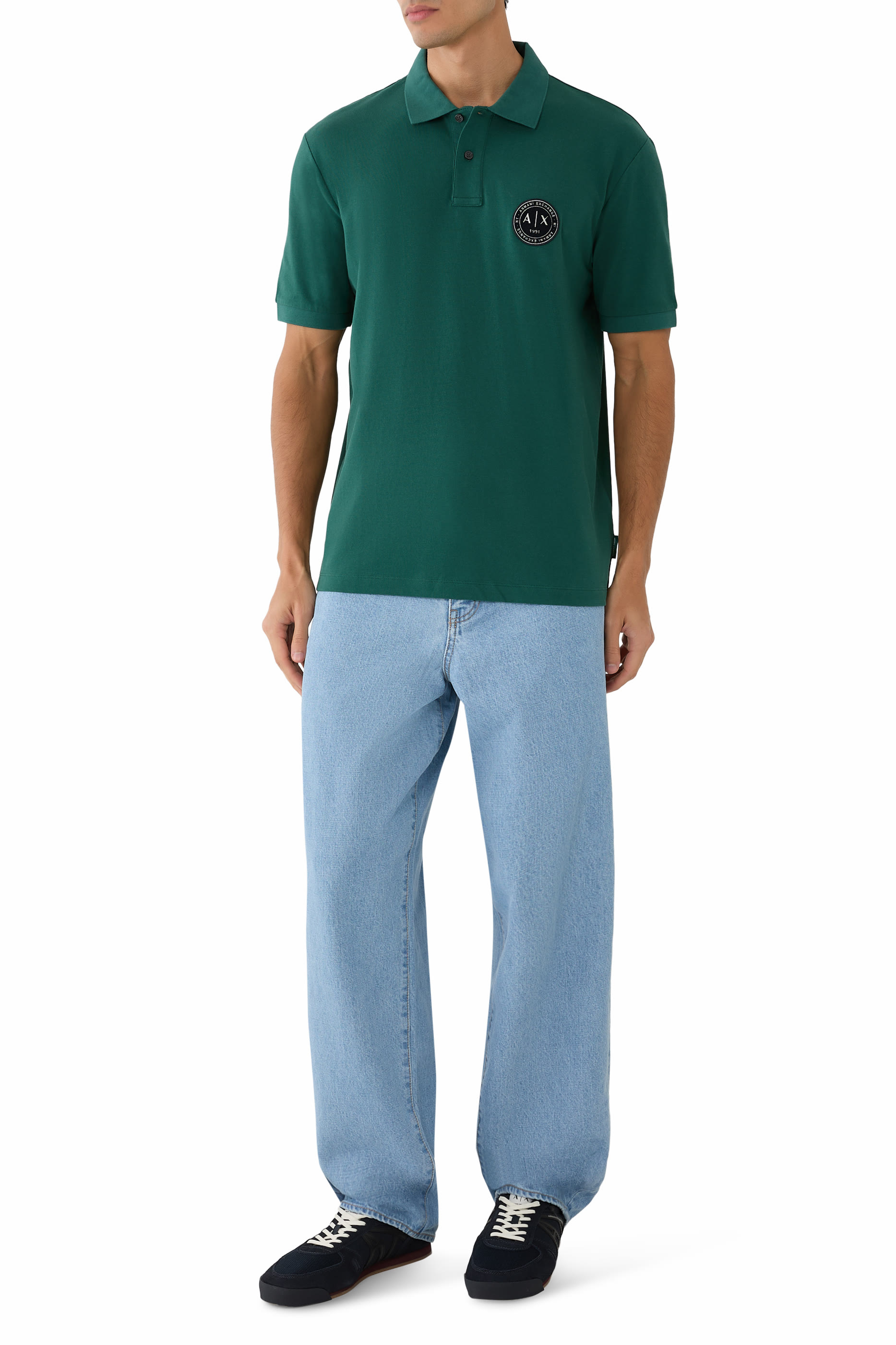 AX Logo Rib Details Polo Shirt