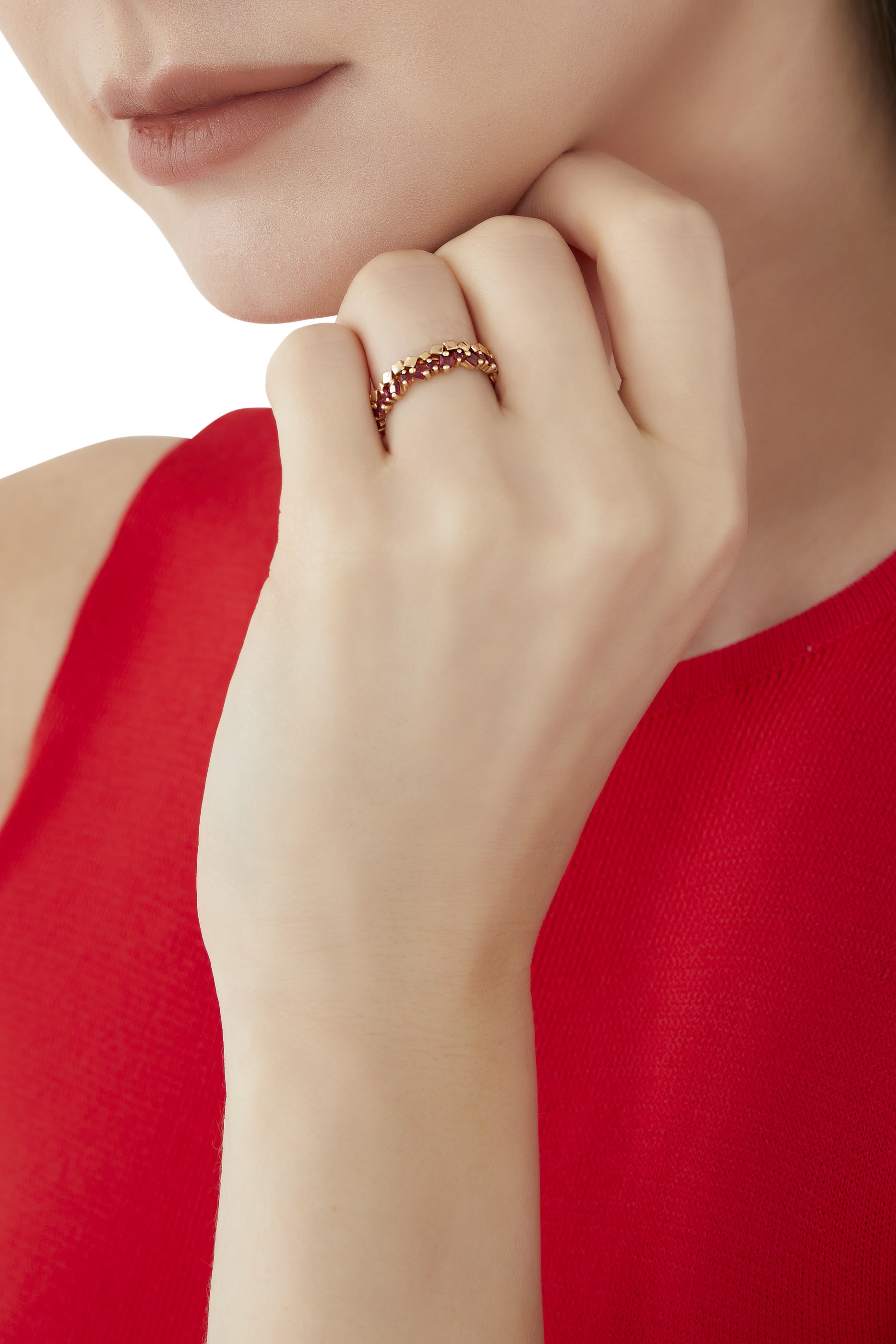 Eternity Band, 18k Rose Gold & Ruby